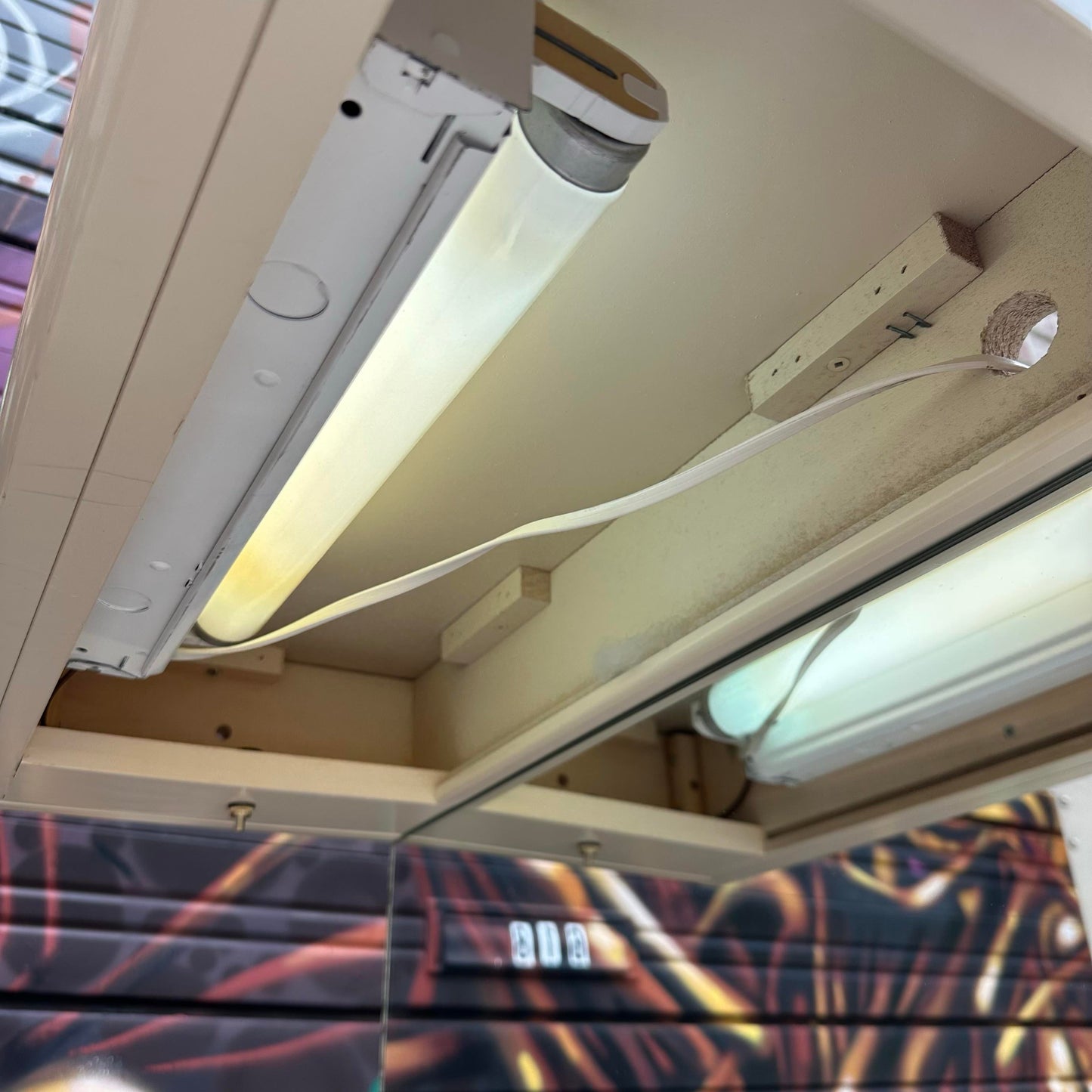 Pair of Broyhill Postmodern Lacquer Cream & Gold Nightstands