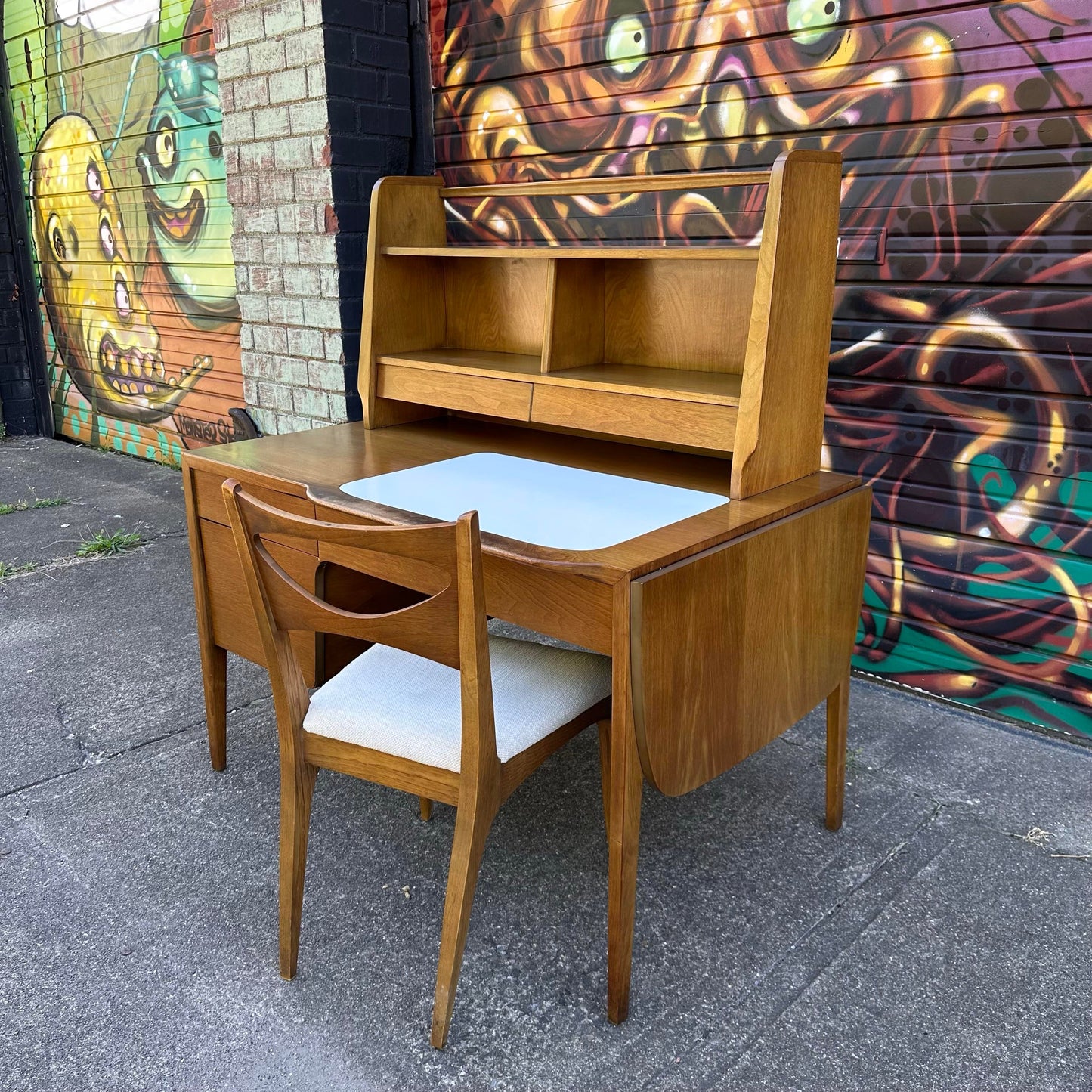 John Van Koert for Drexel Desk With Bookcase Topper and Chair Rare