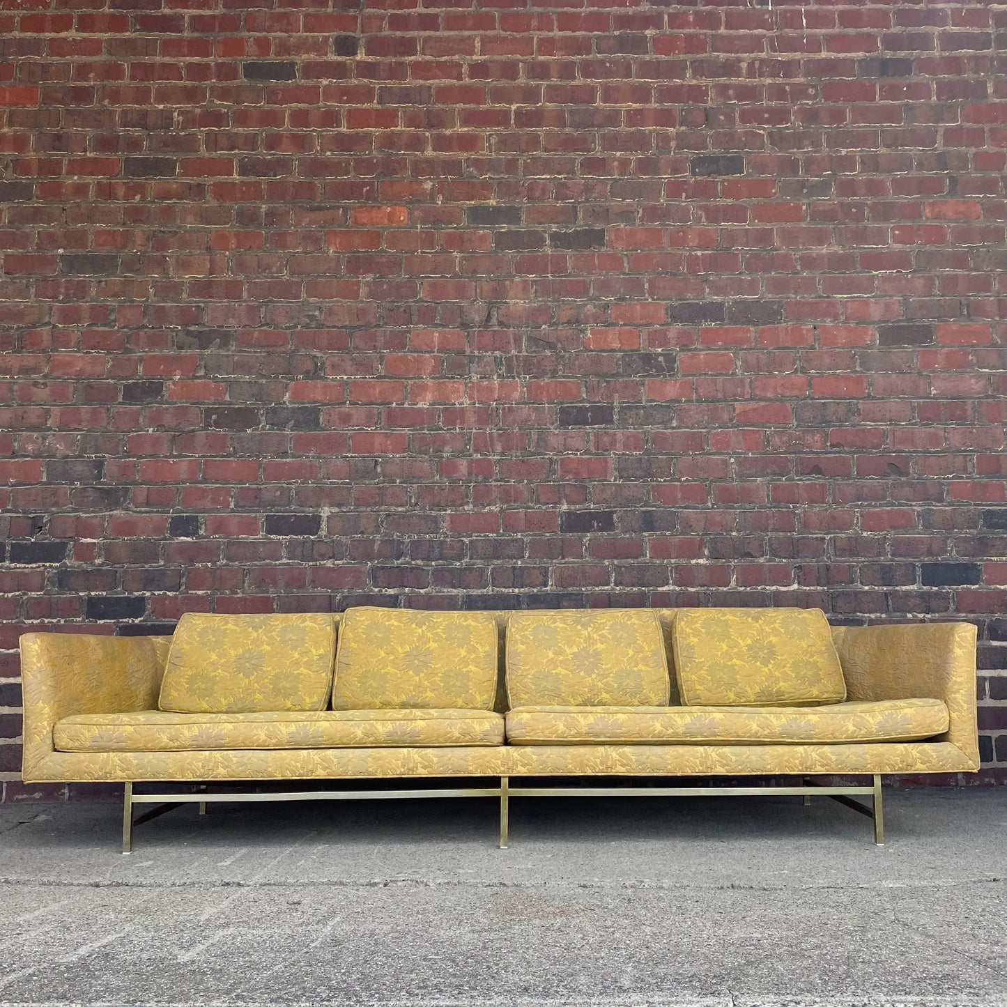 Mid Century Modern Erwin-Lambeth Brass Legged Sofa