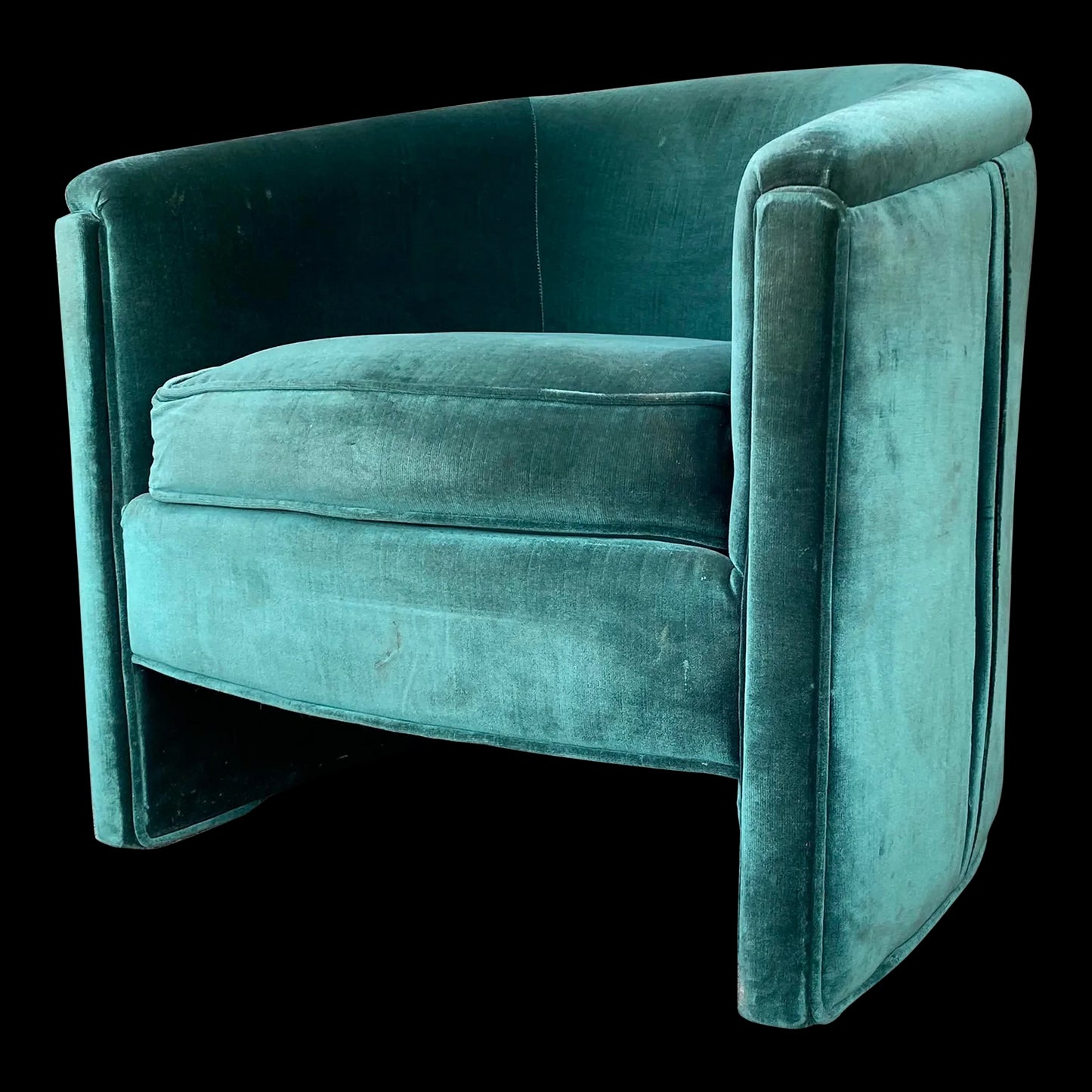 Mid Century Modern Adrian Pearsall for Comfort Craft Green Velvet Chair With Pleats