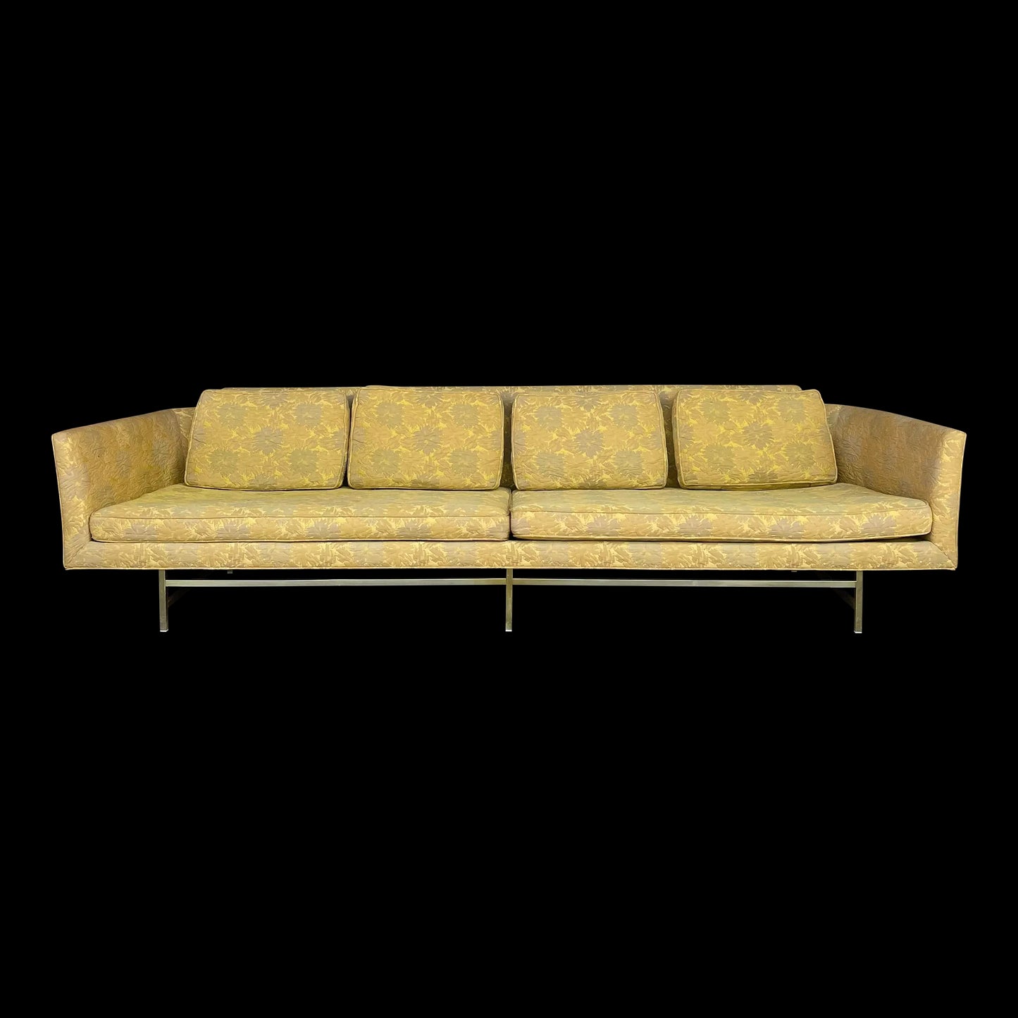 Mid Century Modern Erwin-Lambeth Brass Legged Sofa