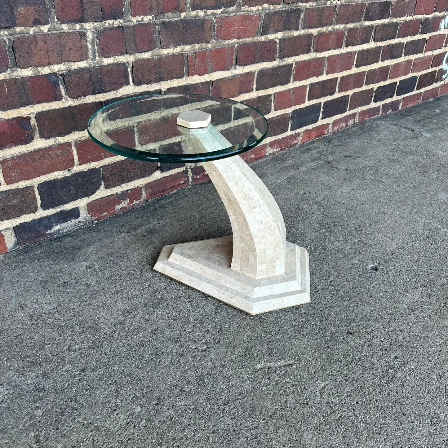 Maitland Smith Glass and Tessellated Marble Side Table