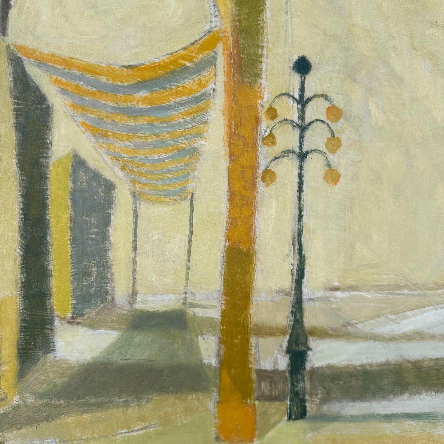 Mid-Century Modern Cityscape Painting by Robert C. Brisley