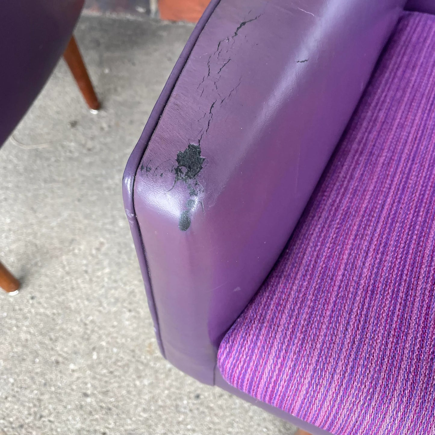 Jens Risom Swivel Base Arm Chairs Purple Leather