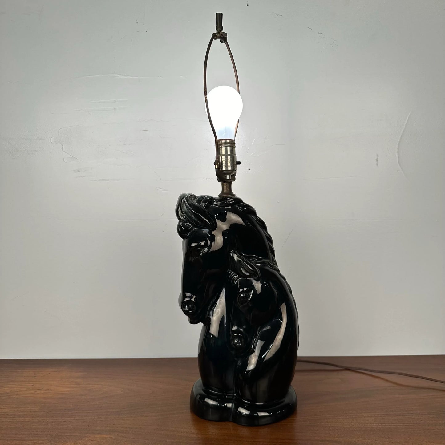 Mid 20th Century Horse and Foal Glazed Table Lamp