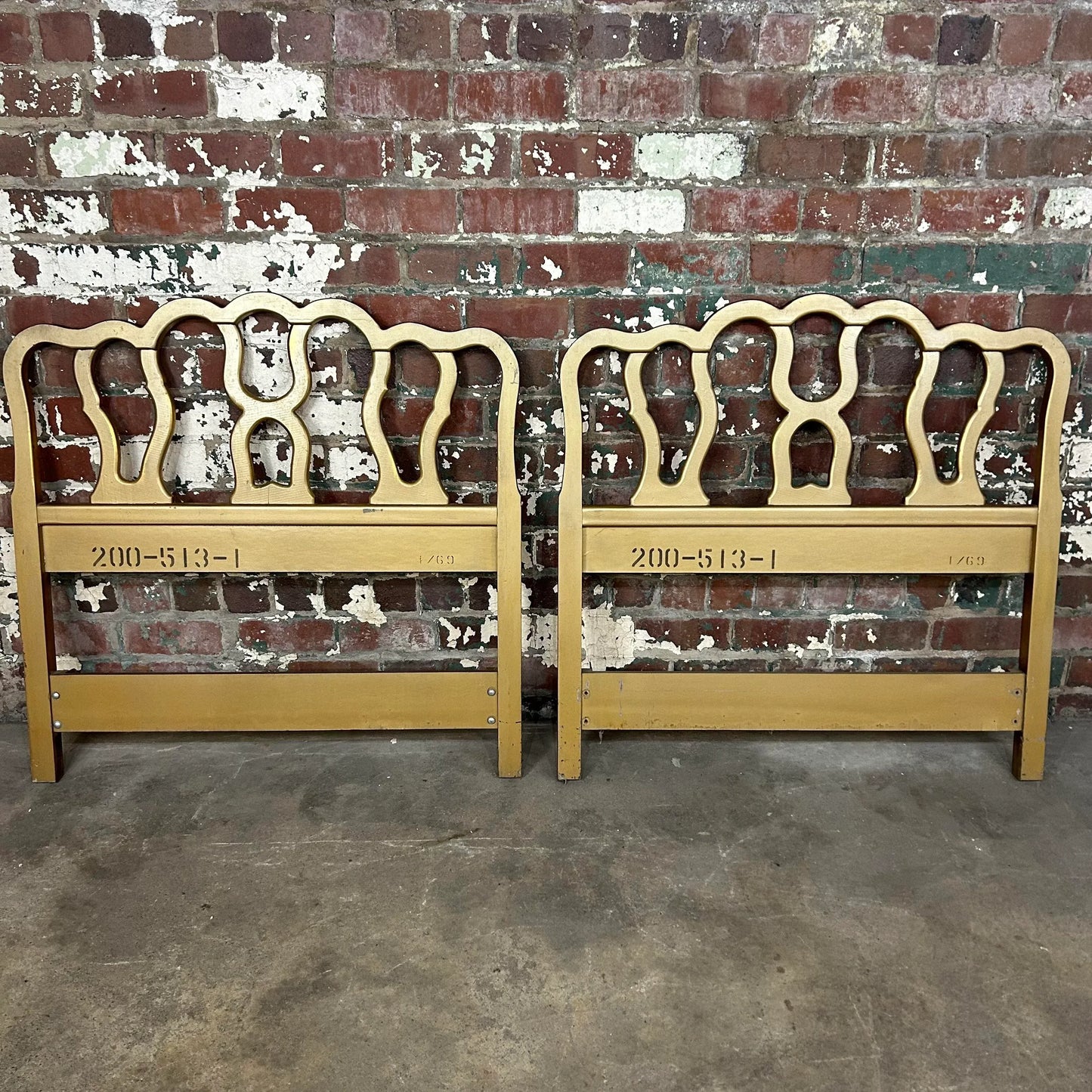 Pair of French Provincial Gold Twin Size Headboards Hollywood Regency