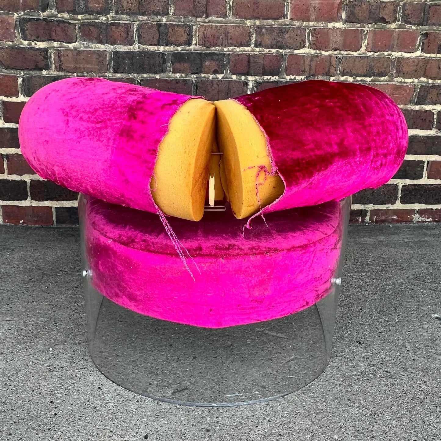 Pink Velvet Lucite Base Tub Chair Chair