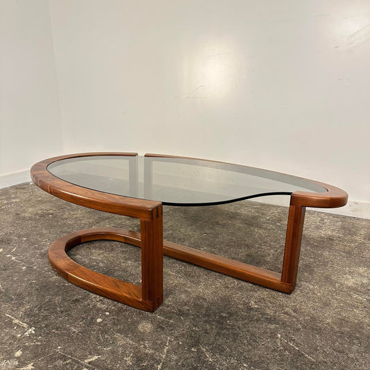 Biomorphic Walnut and Glass Studio Coffee Table by Ben Mack