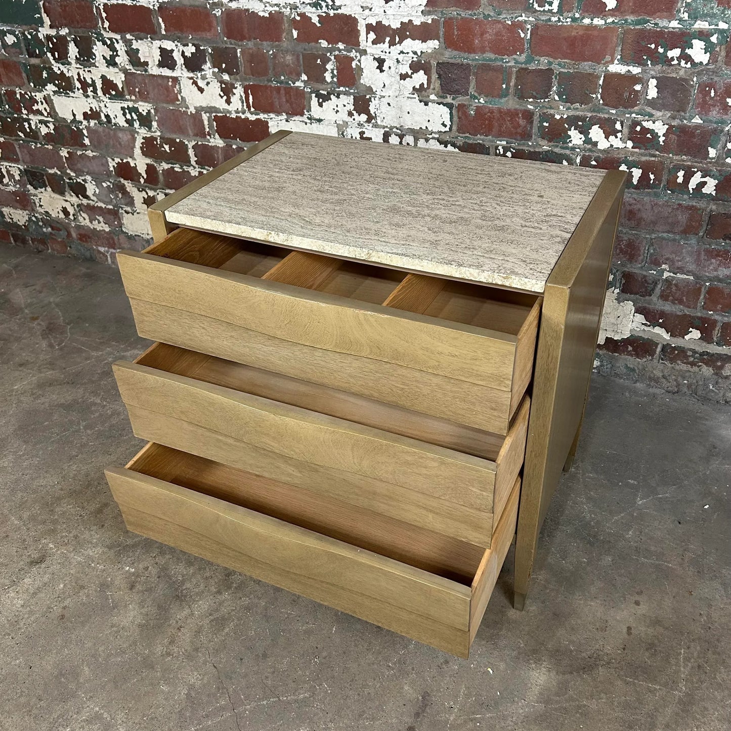 American of Martinsville Travertine Marble Top Chest