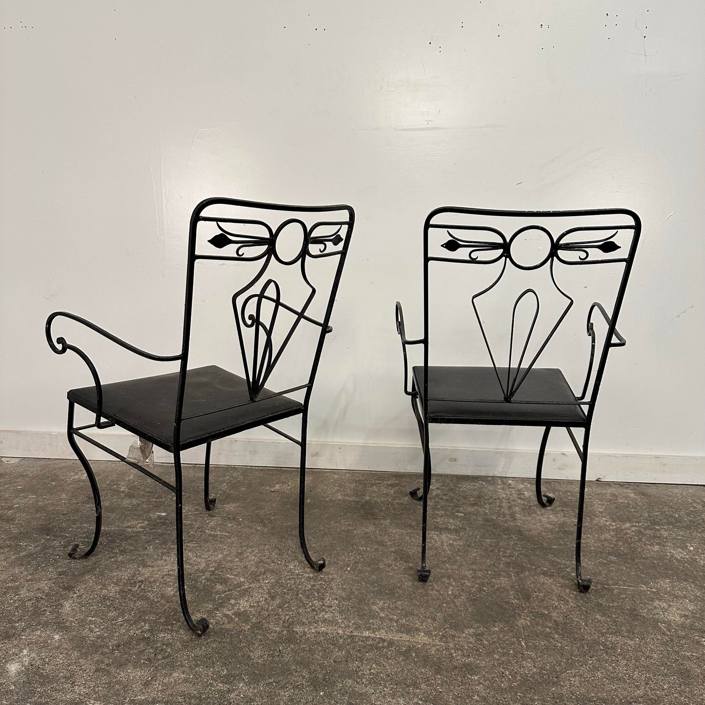 Pair of Salterini Iron Arm Dining Chairs Art Deco