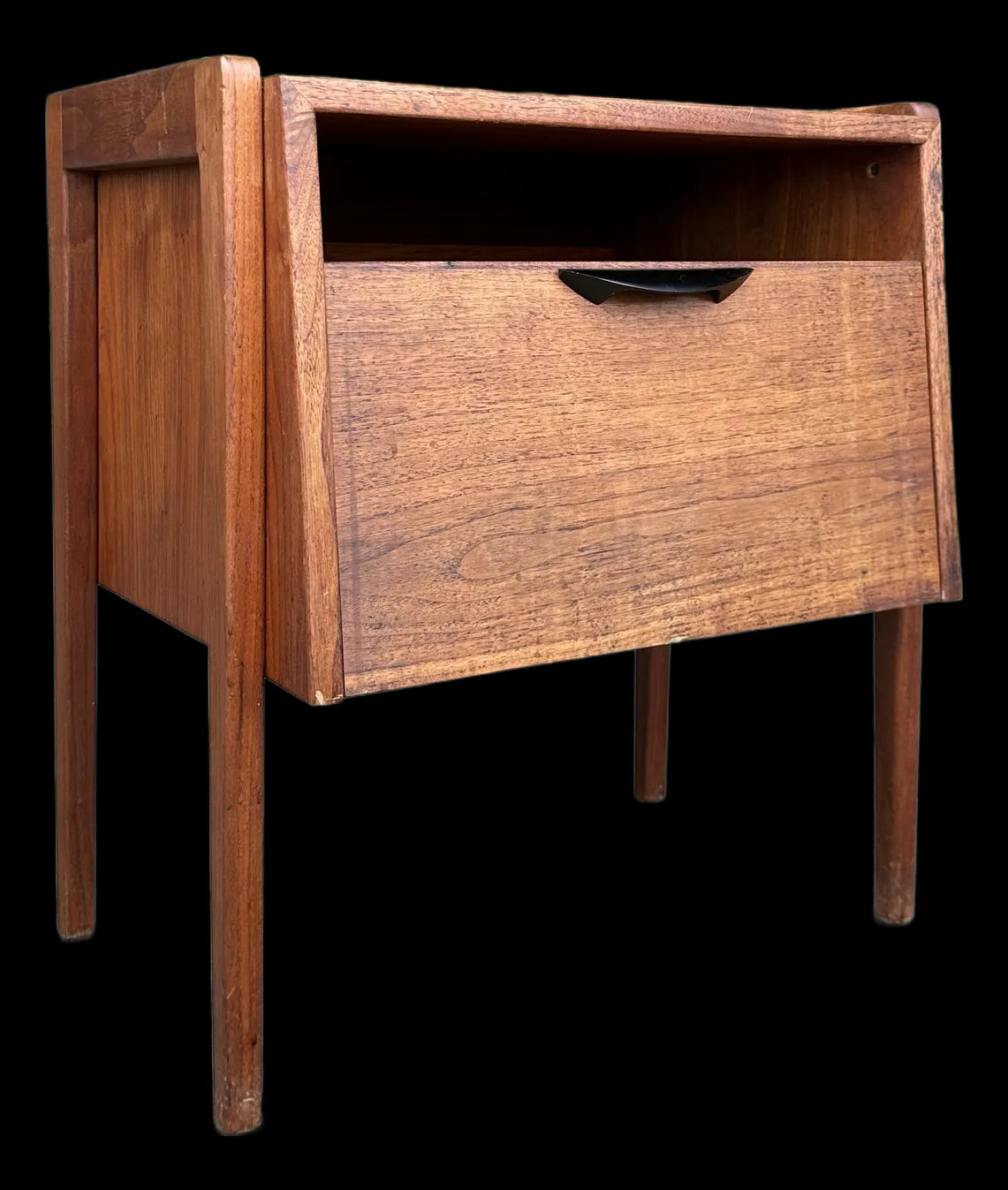 Jens Risom Danish Mid-Century Fall-Front Walnut Bedside Table