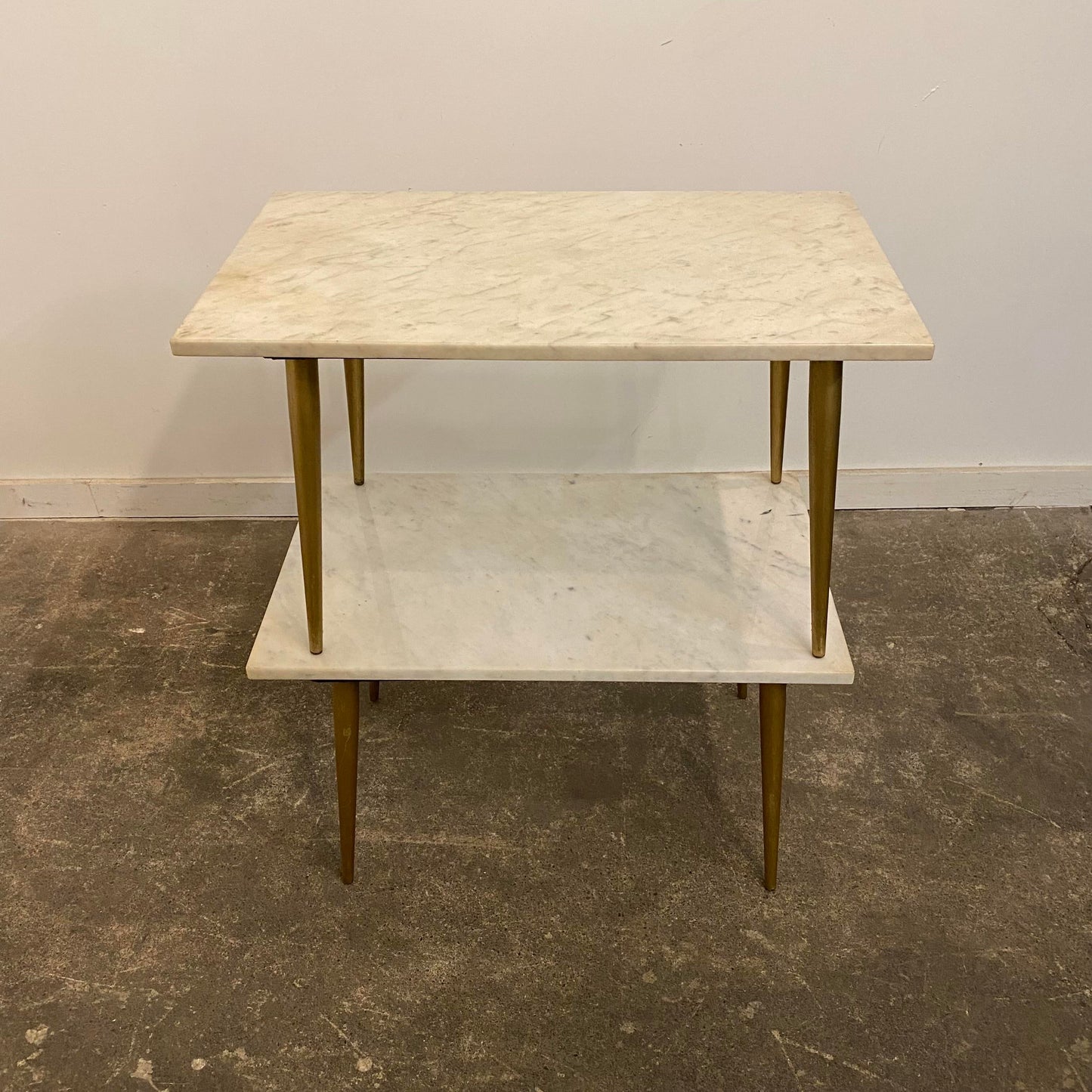 Mid 20th Century Modern Marble Side Tables With Brass Legs - a Pair
