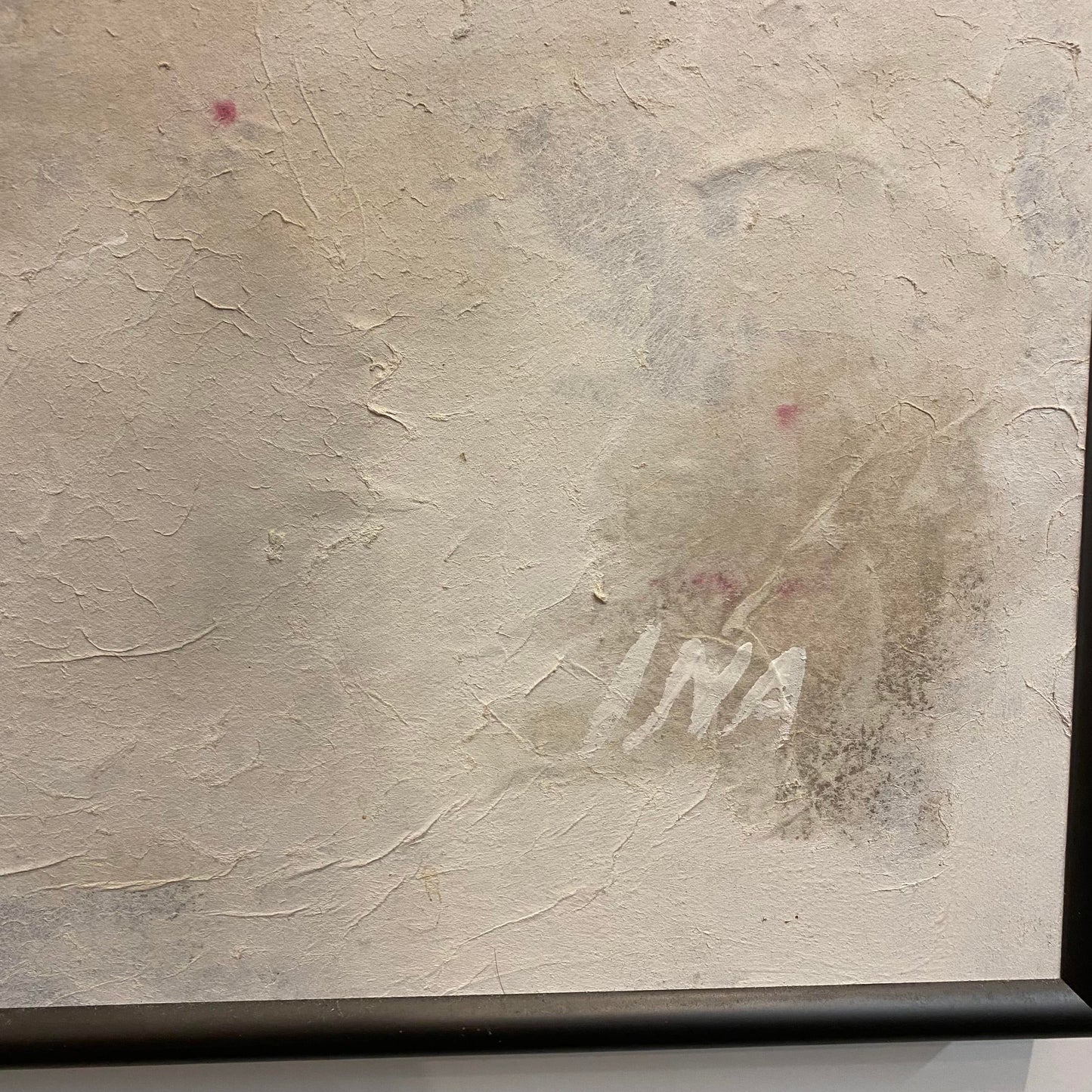 Late 20th Century Postmodern Mountain Landscape Mixed-Media Painting by Ina Takashima, Framed