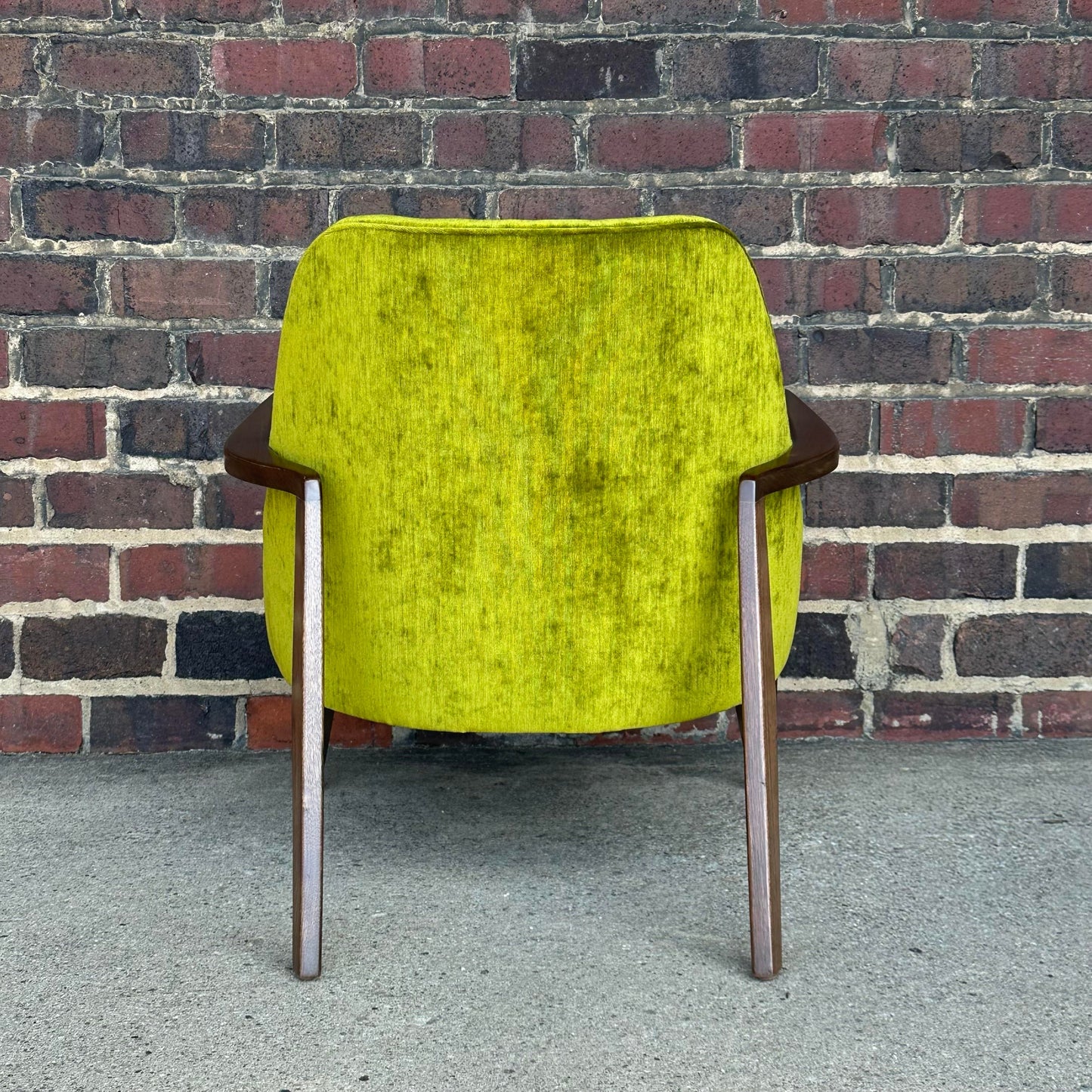 Mid Century Modern Custom Seal Style Lounge Chair Green Crushed Velvet