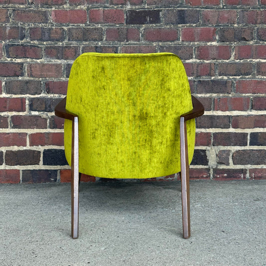 Mid Century Modern Custom Seal Style Lounge Chair Green Crushed Velvet