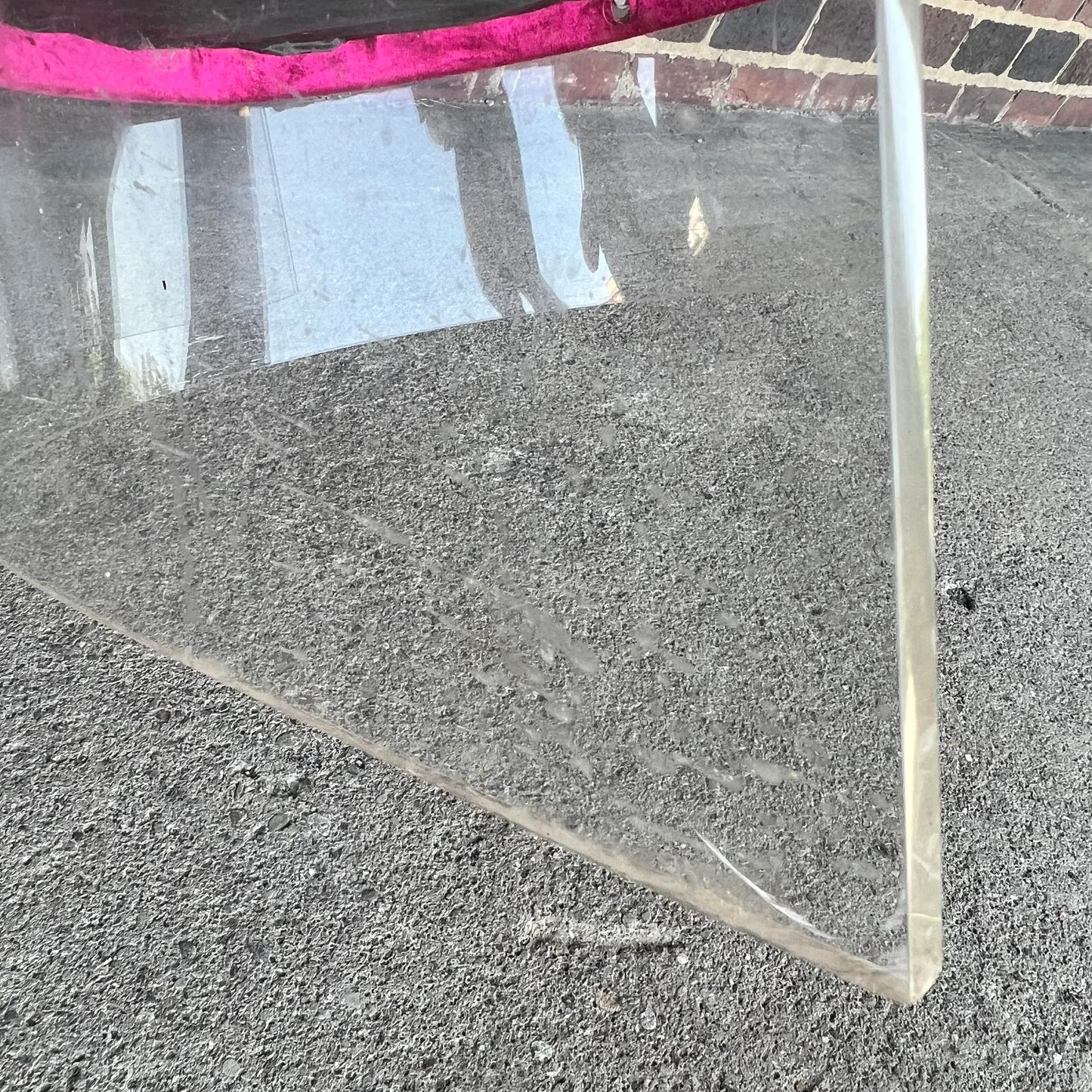 Pink Velvet Lucite Base Tub Chair Chair