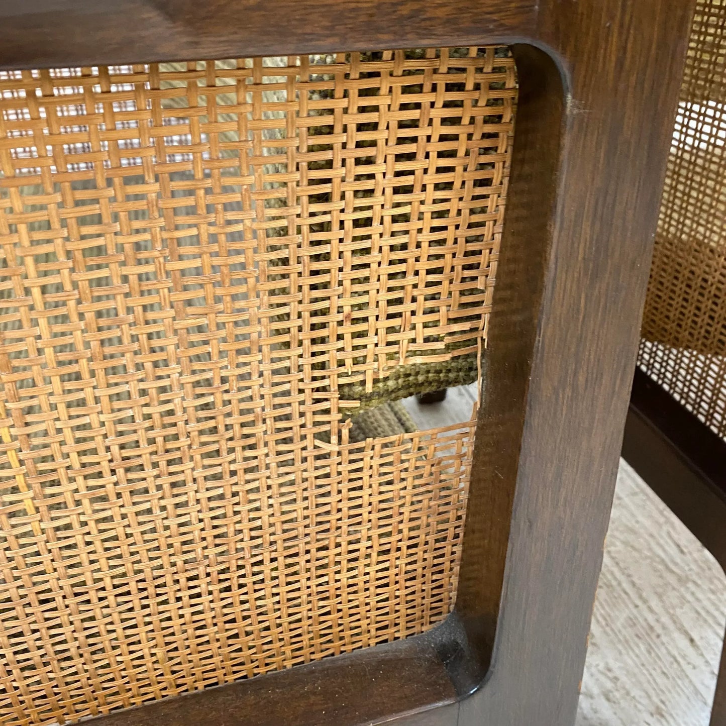 Pair of Cane Sided Lounge Chairs by Edward Wormley for Dunbar