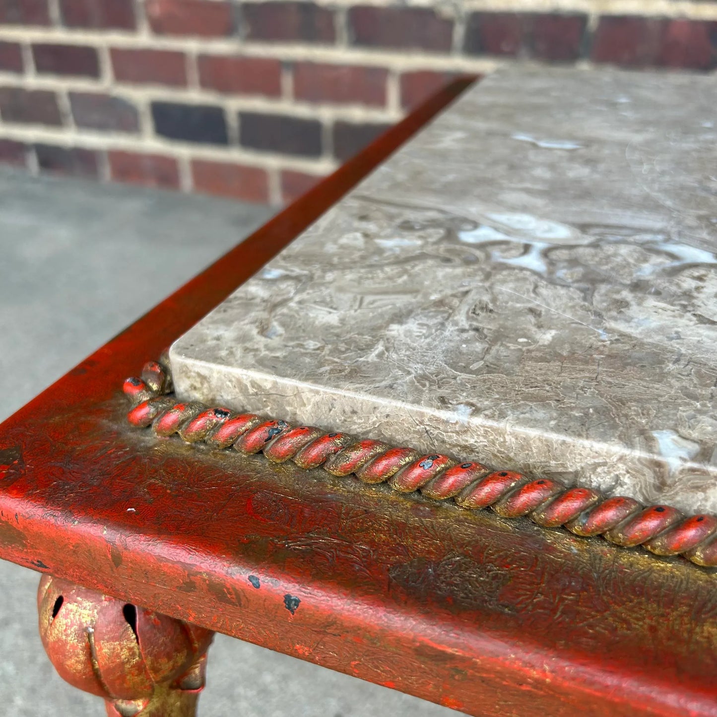 Louis Katona Iron and Marble Coffee Table Art Deco