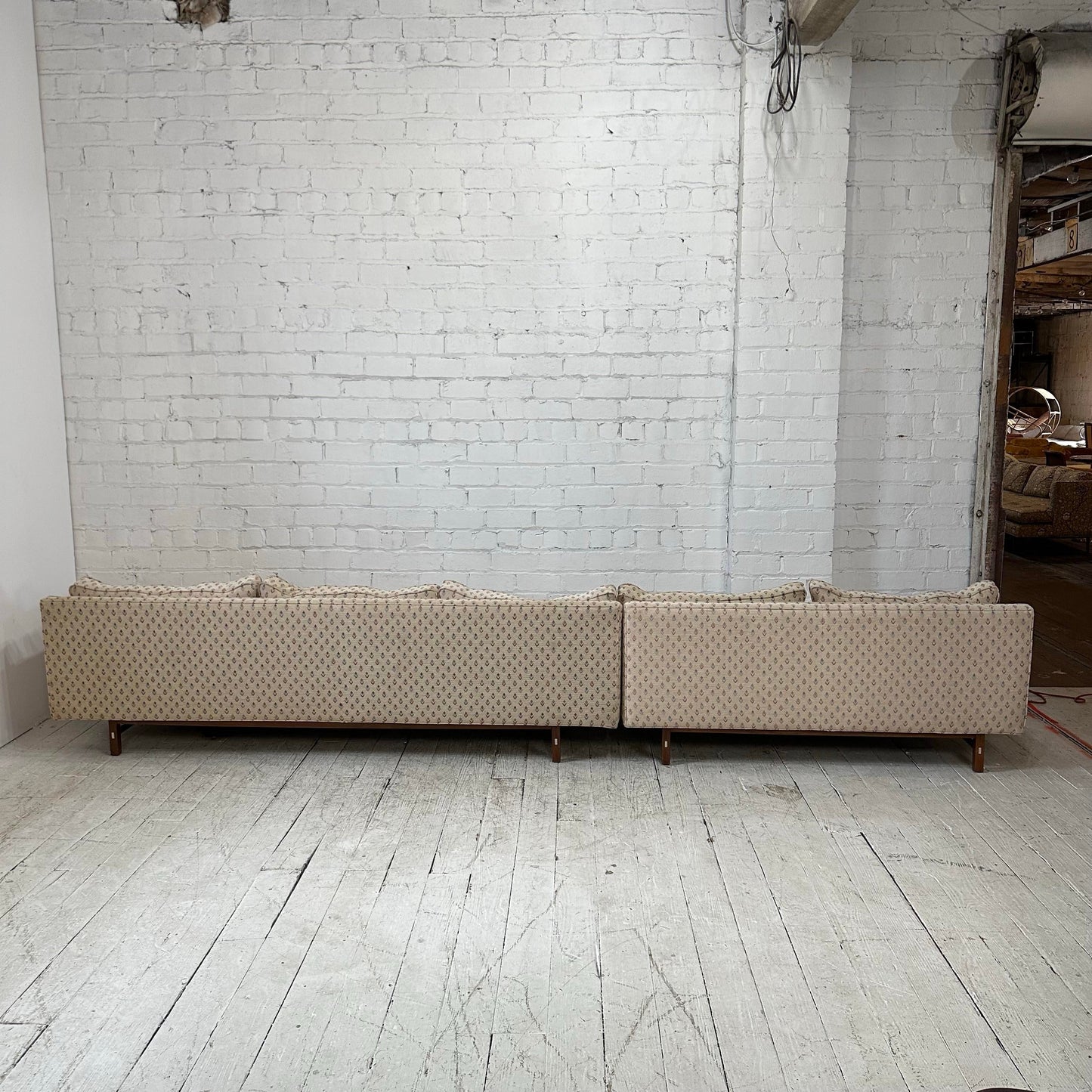 Paul McCobb for Calvin Sectional Sofa Walnut Legs Aluminum Cross Bars