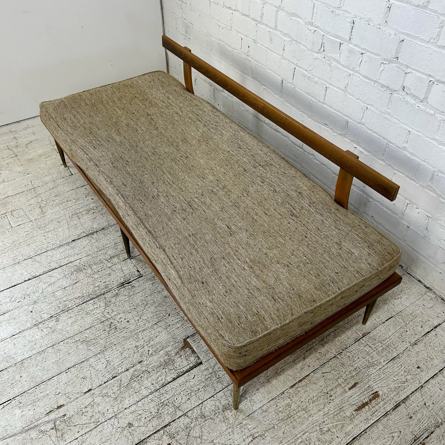 Mid Century Modern Brass Leg Daybed Sofa