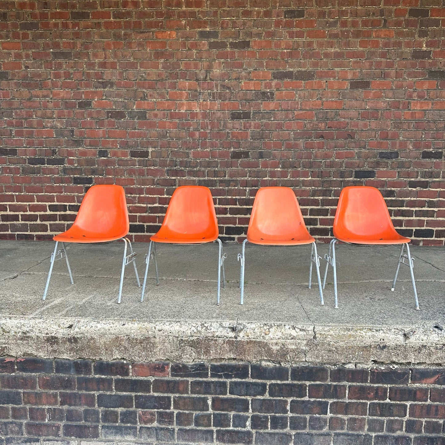Orange Eames Shell Chairs for Herman Miller