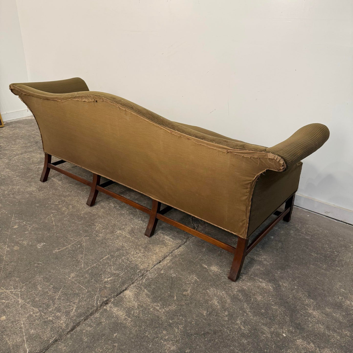 Antique English Chippendale Style Camelback Sofa