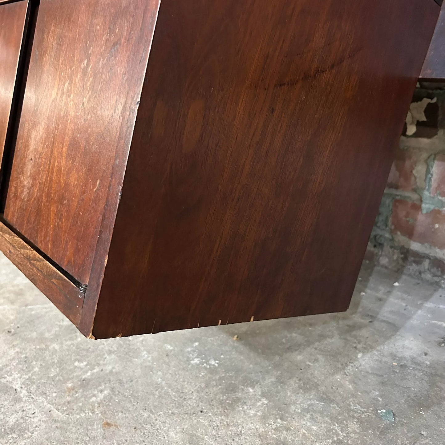 Craftsmen Queen Size Headboard With Floating Nightstands Walnut Curved