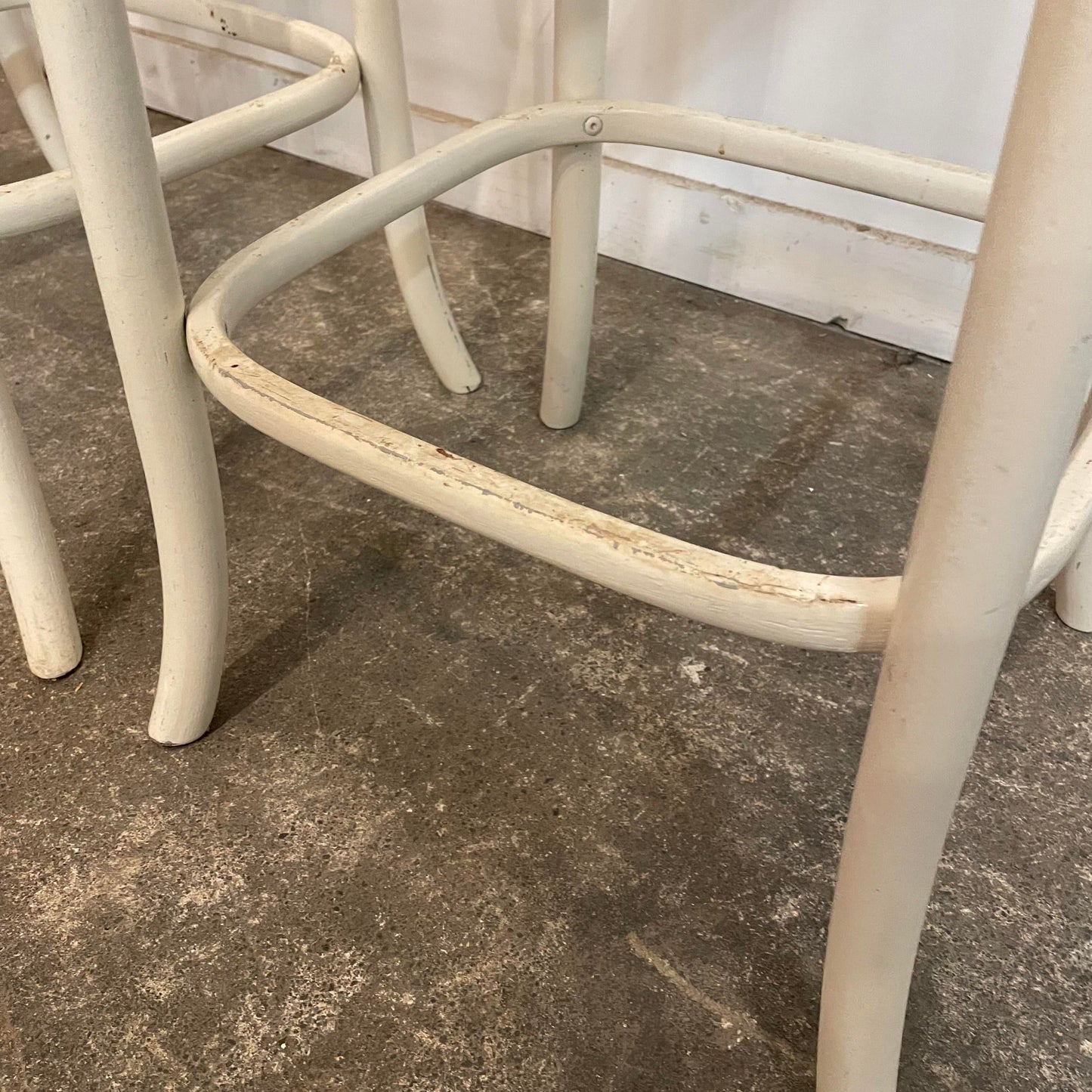 Mid Century Modern Bar Stools with Caned Back - Set of 3