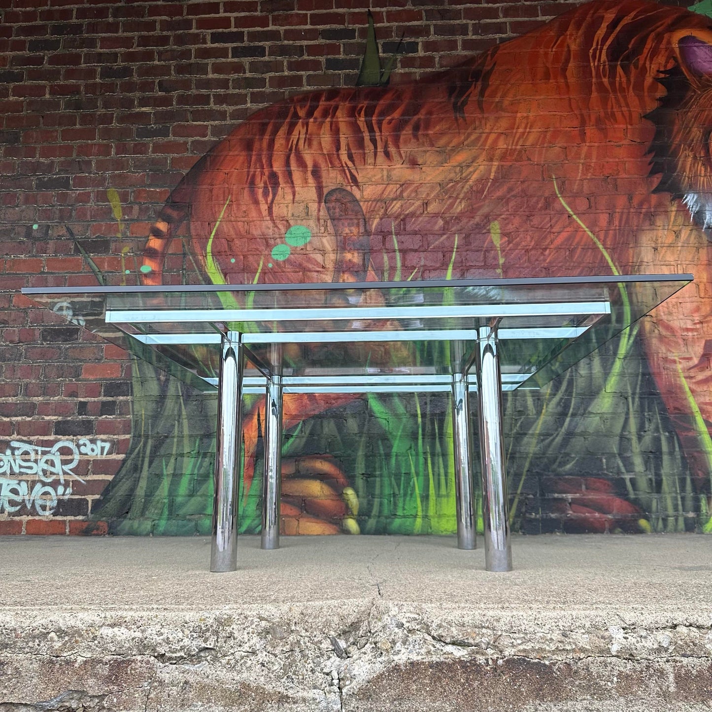 Tobia Scarpa Glass and Chrome Dining Table for Knoll