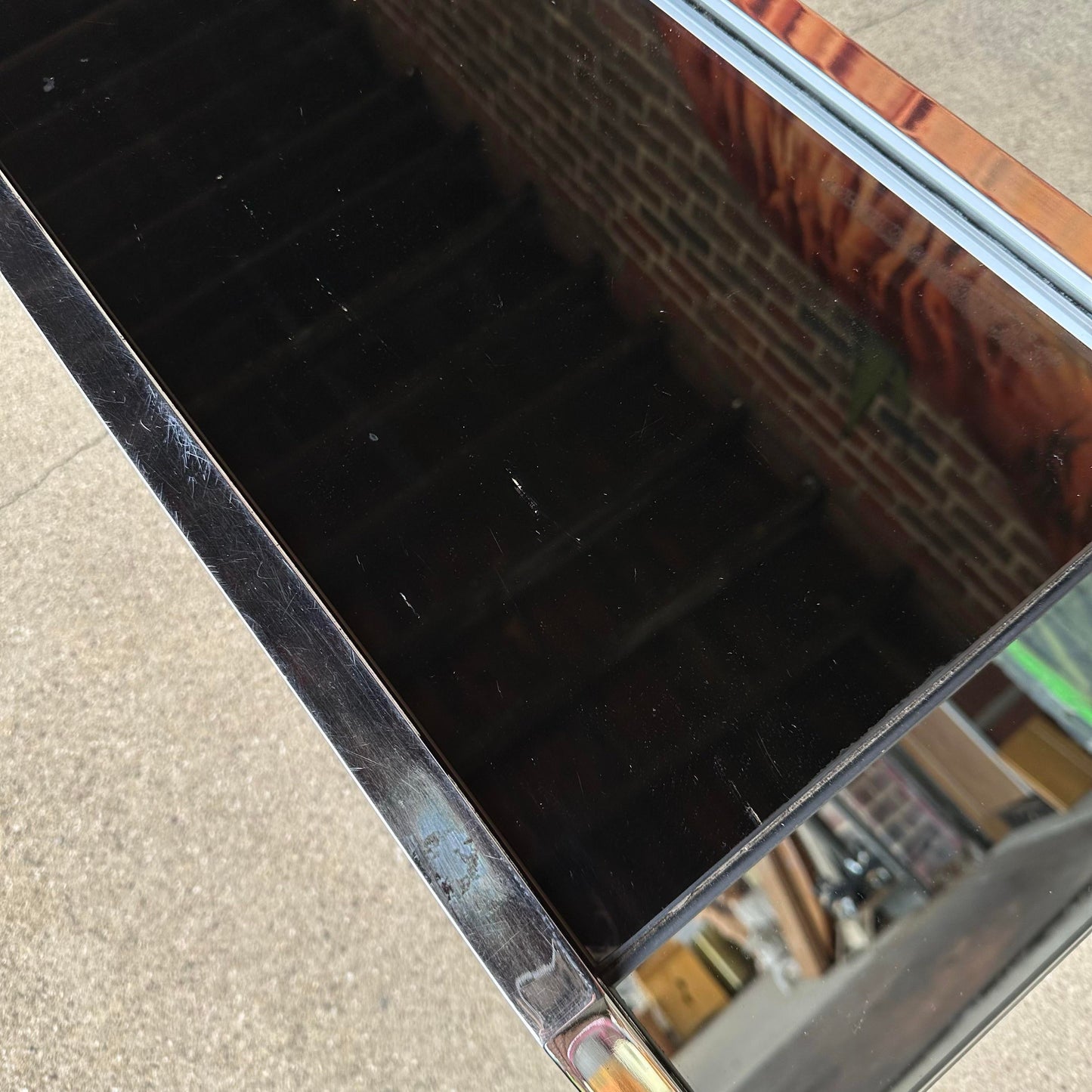 Chrome and Smoke Mirrored Console Table Style of Milo Baughman