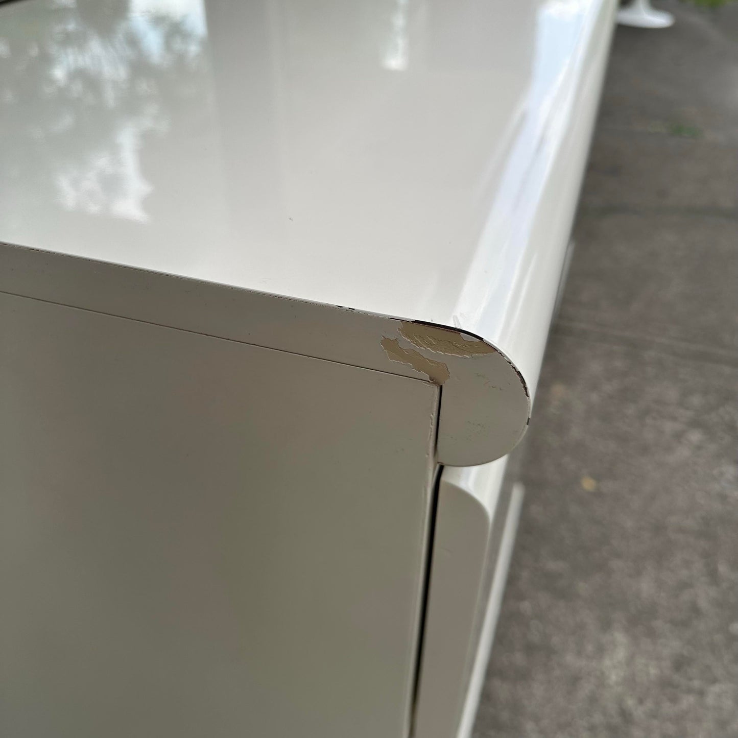 Pair of Broyhill Postmodern Lacquer Cream & Gold Nightstands