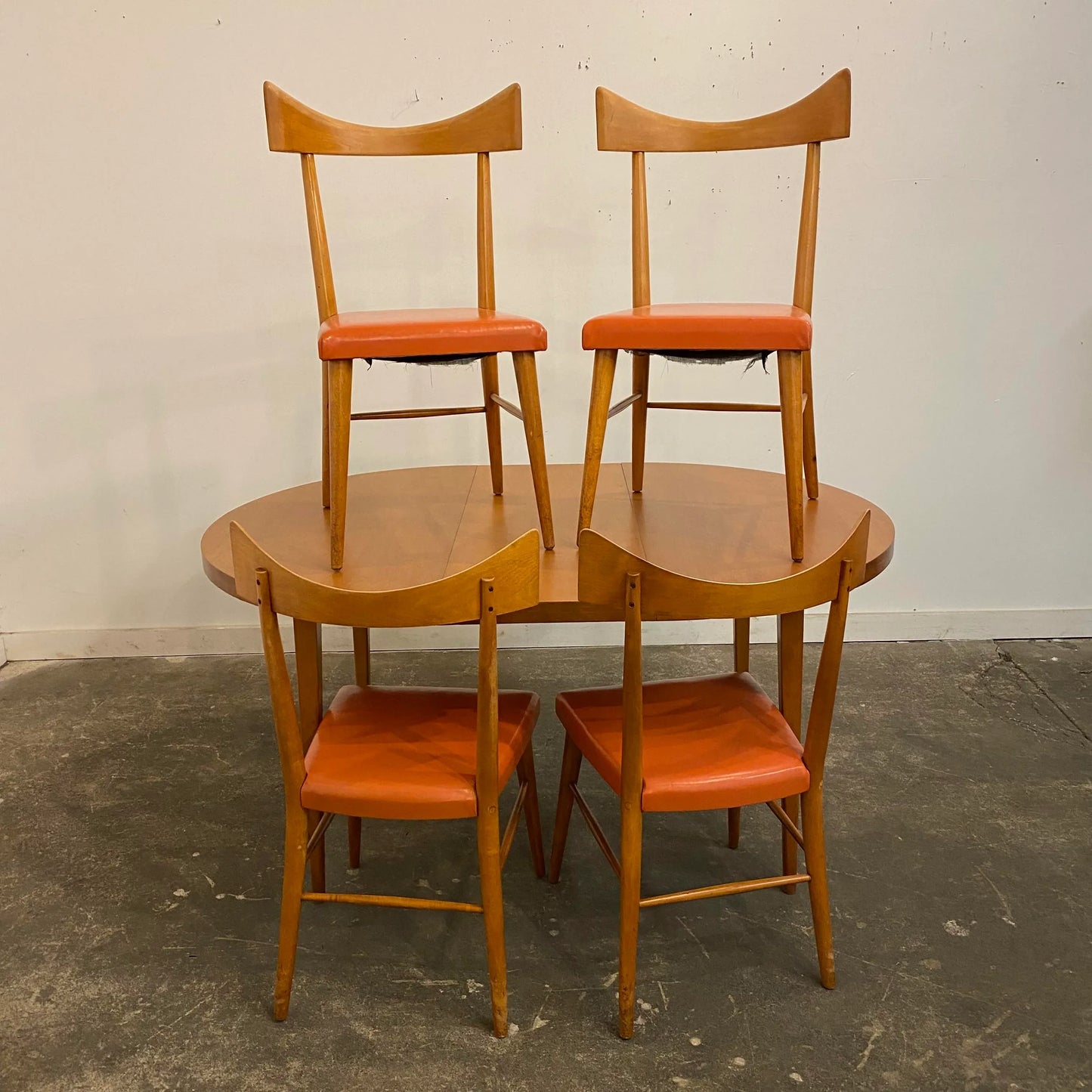 1950s Paul McCobb Planner Group Dining Table and Chairs with One Leaf - 6 Pieces
