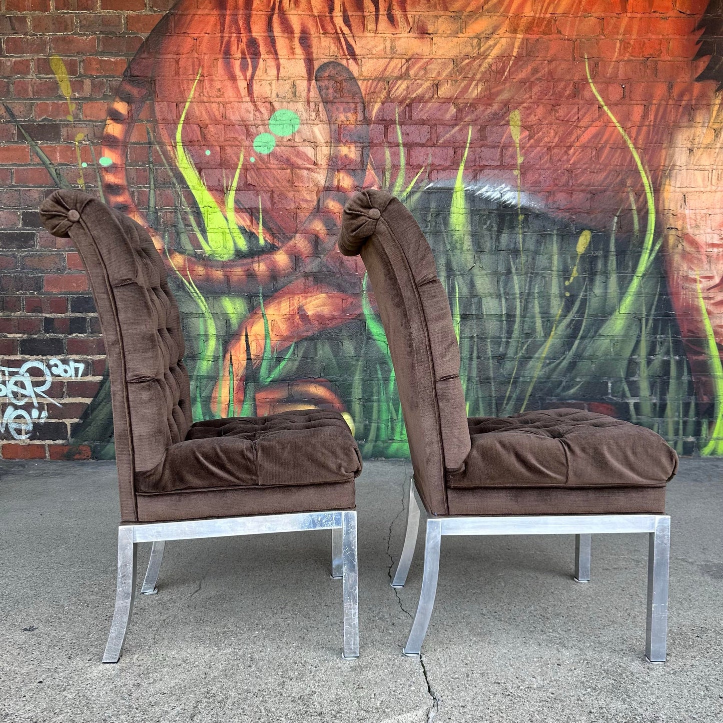 Set of Six Vintage Dia Style Dining Chairs Mid Century Modern Aluminum