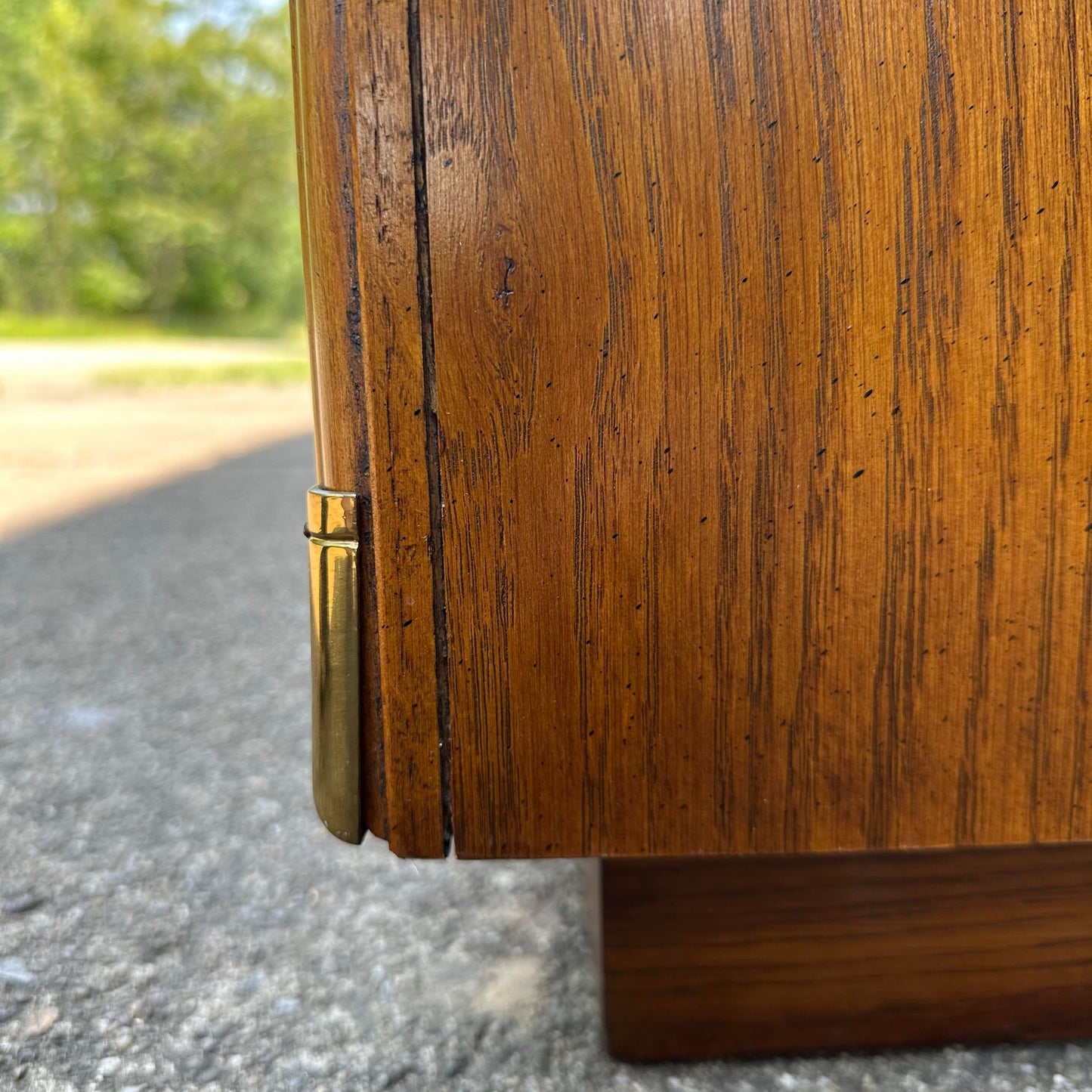 Lexington Campaign Style Pecan and Brass Dry Bar