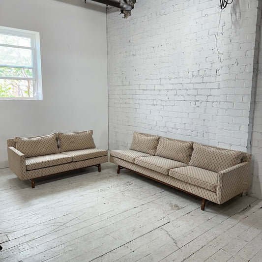 Paul McCobb for Calvin Sectional Sofa Walnut Legs Aluminum Cross Bars