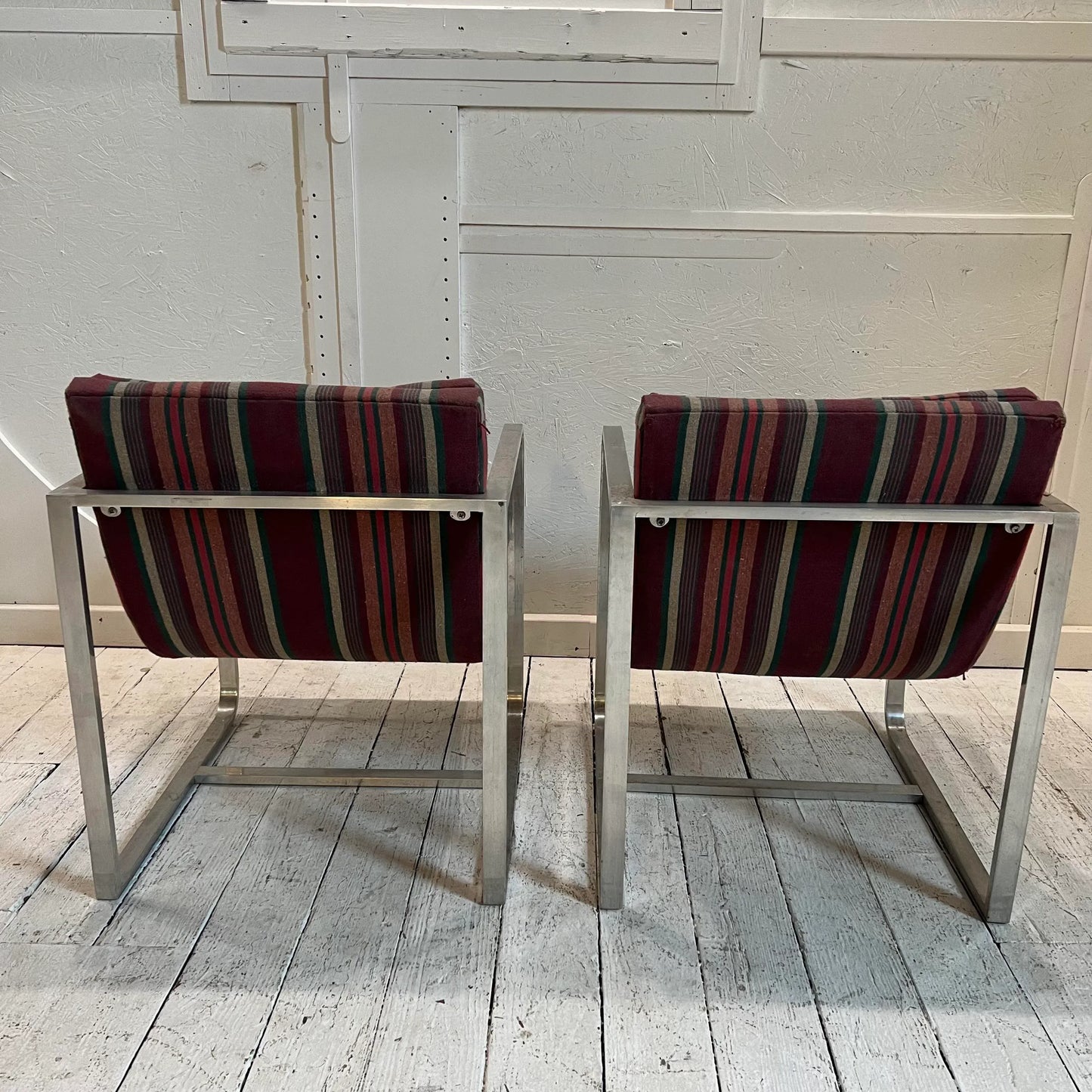Mid Century Modern Brushed Aluminum Club Chairs