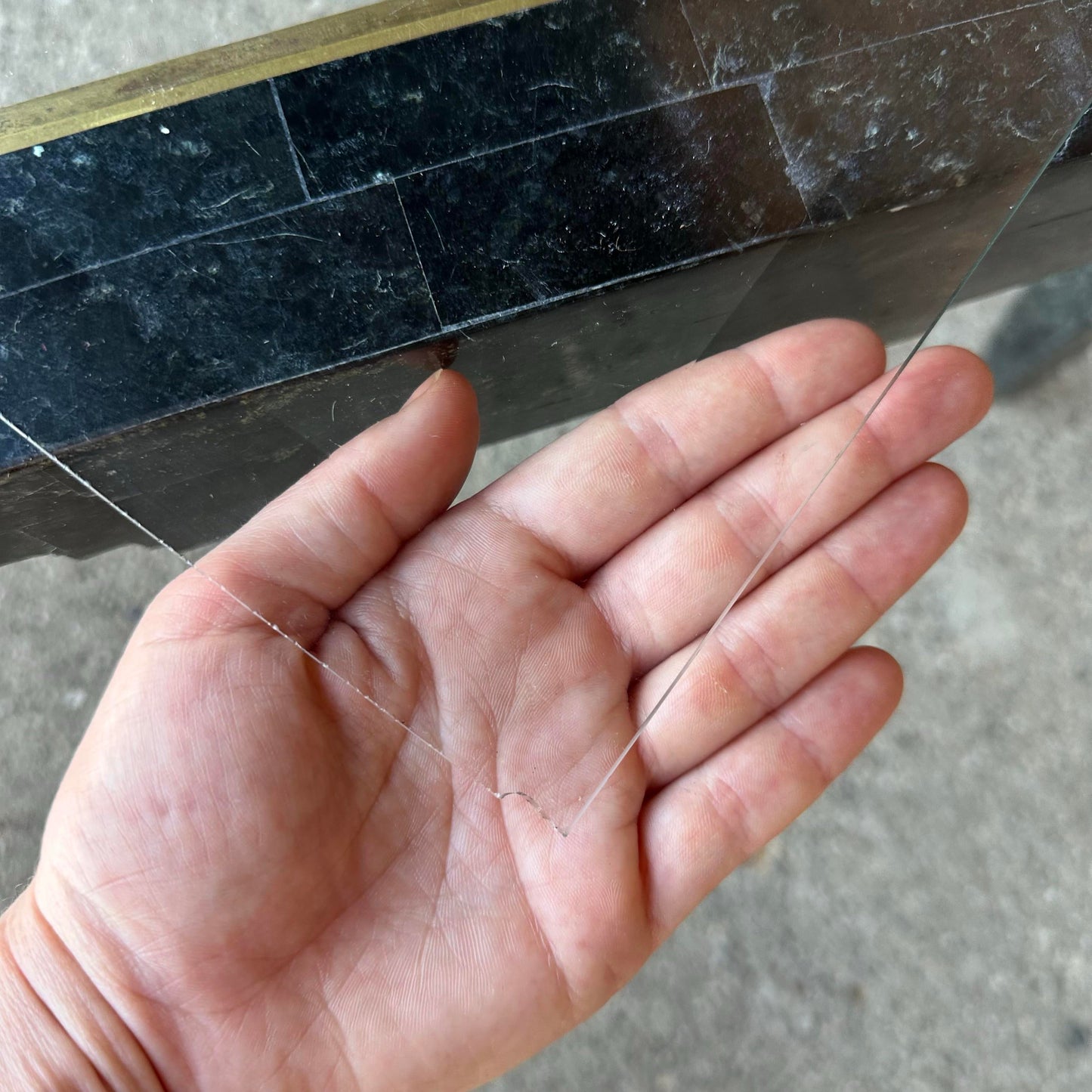 Casa Bique Tessellated Marble Glass and Brass Coffee Table Maitland Smith Style