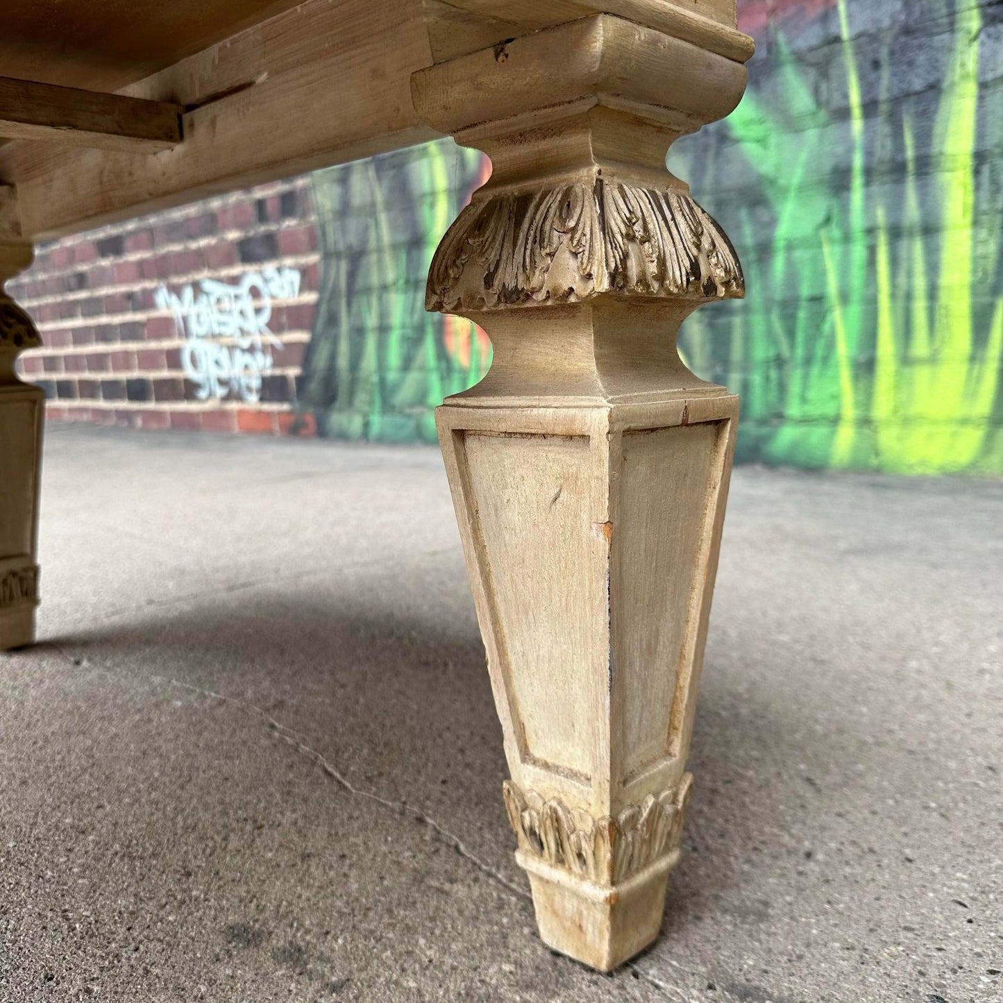 Square Asian Style Hand-Painted Mirrored Coffee Table