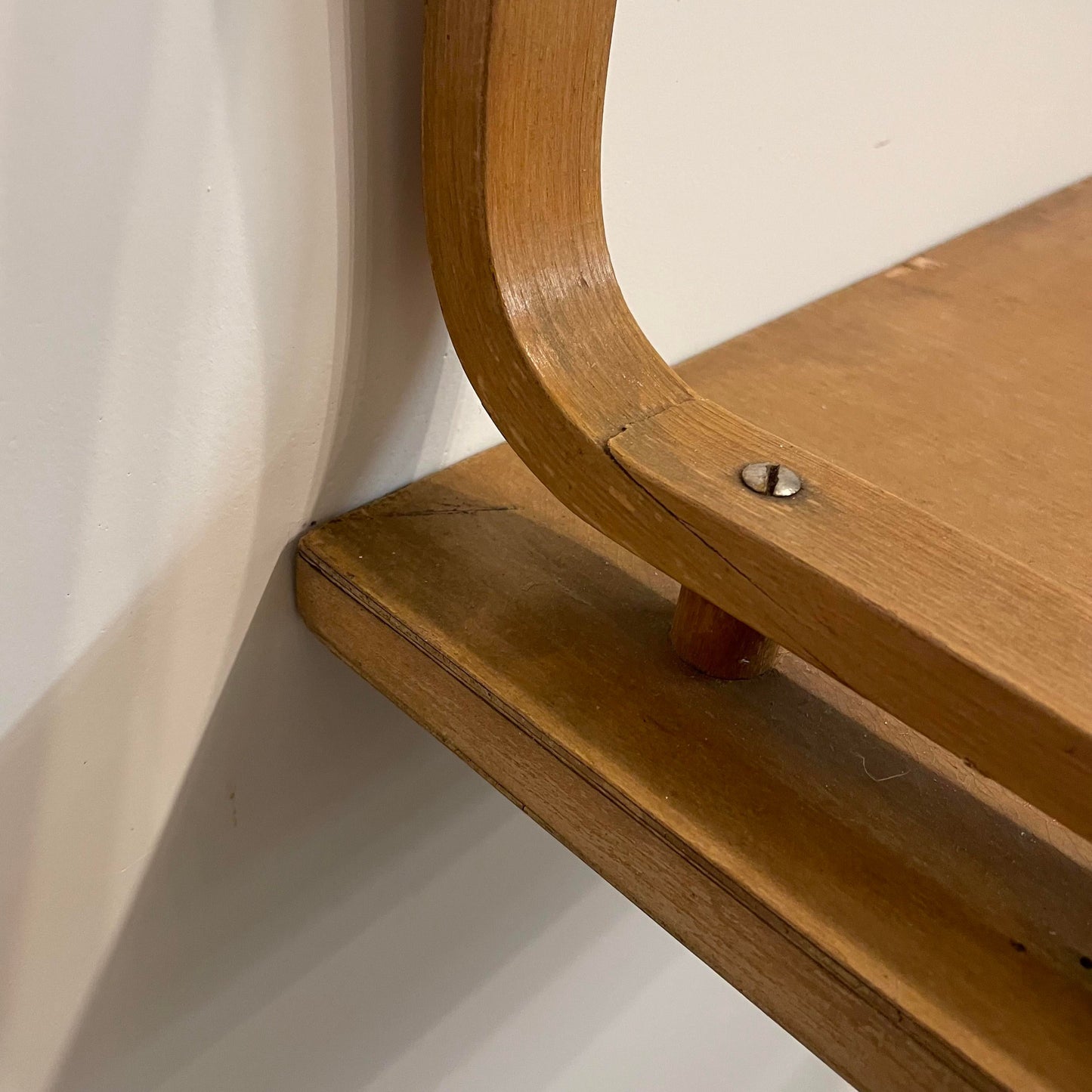 Mid 20th Century Vintage Mid-Century Modern Alvar Aalto Designed Wall Shelf Birds Eye Maple Bent Wood