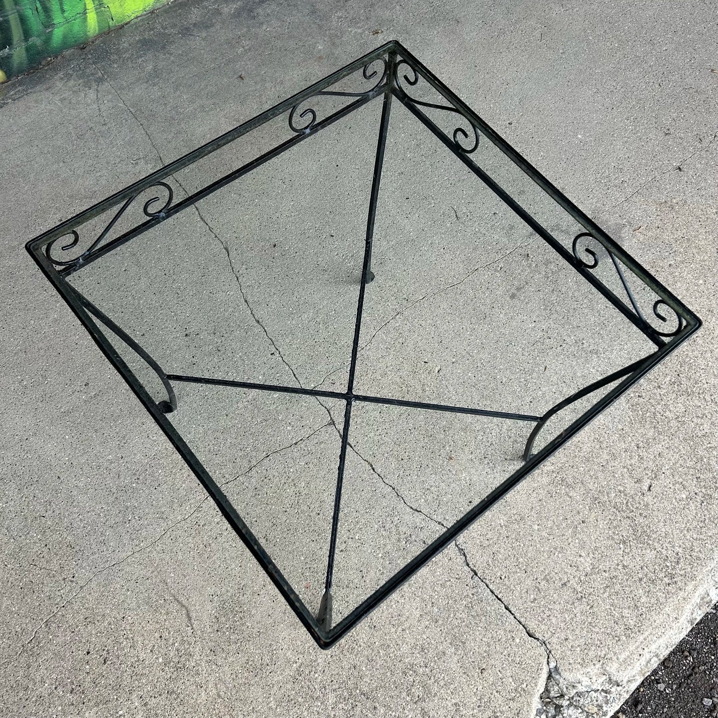 Early 21st Century Salterini Outdoor Patio Iron and Glass Square Dining Table, Attributed