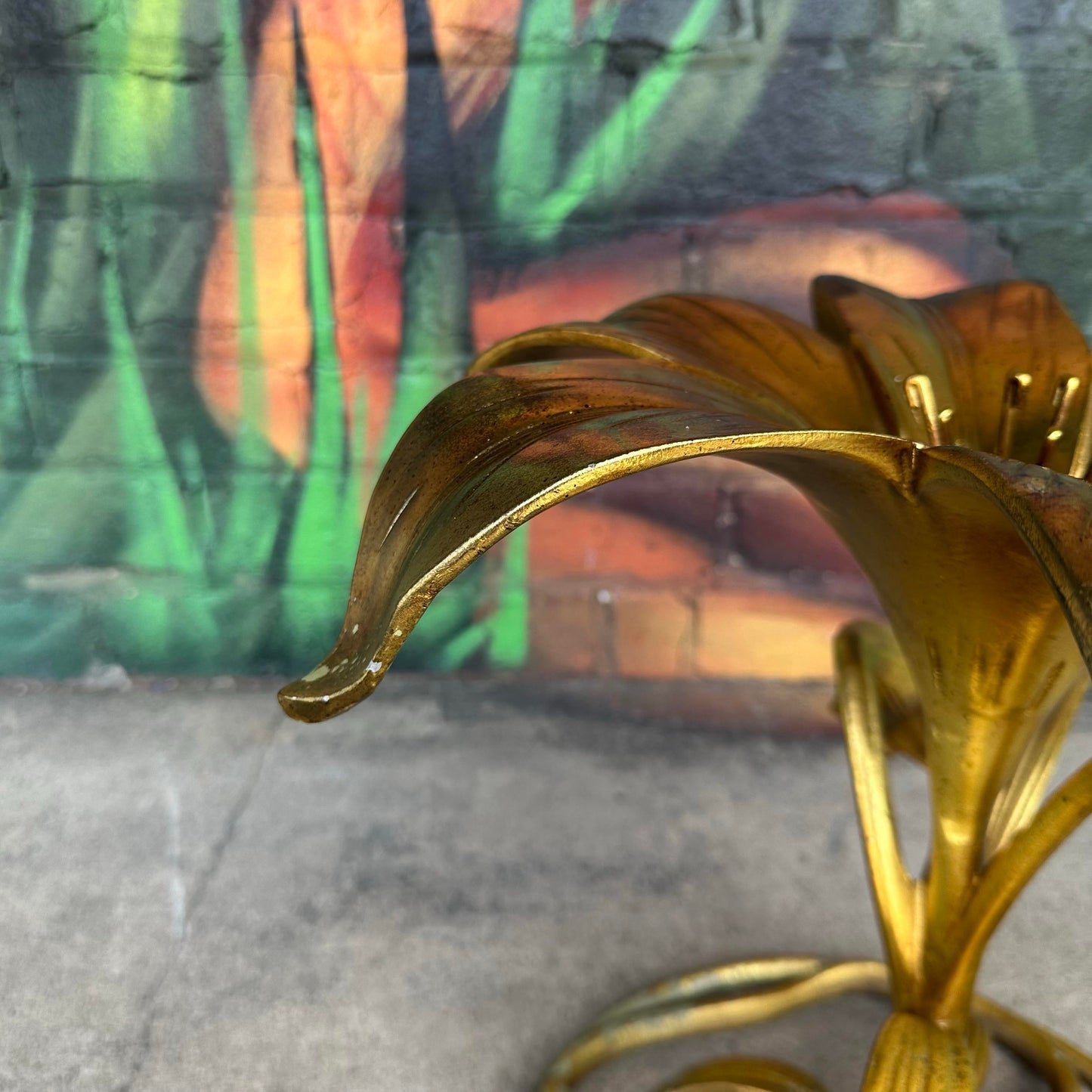 Mid Century Modern Drexel "Arthur Court" Lily Gilded Cast Aluminum Side Table