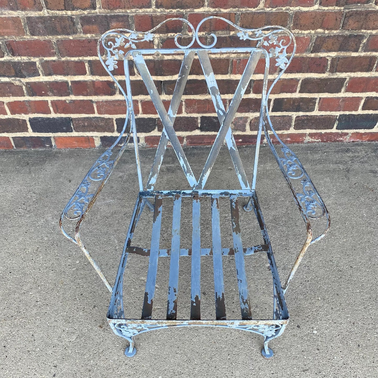 Mid Century Woodard Wrought Iron Outdoor Lounge Chair Early New Orleans Pattern