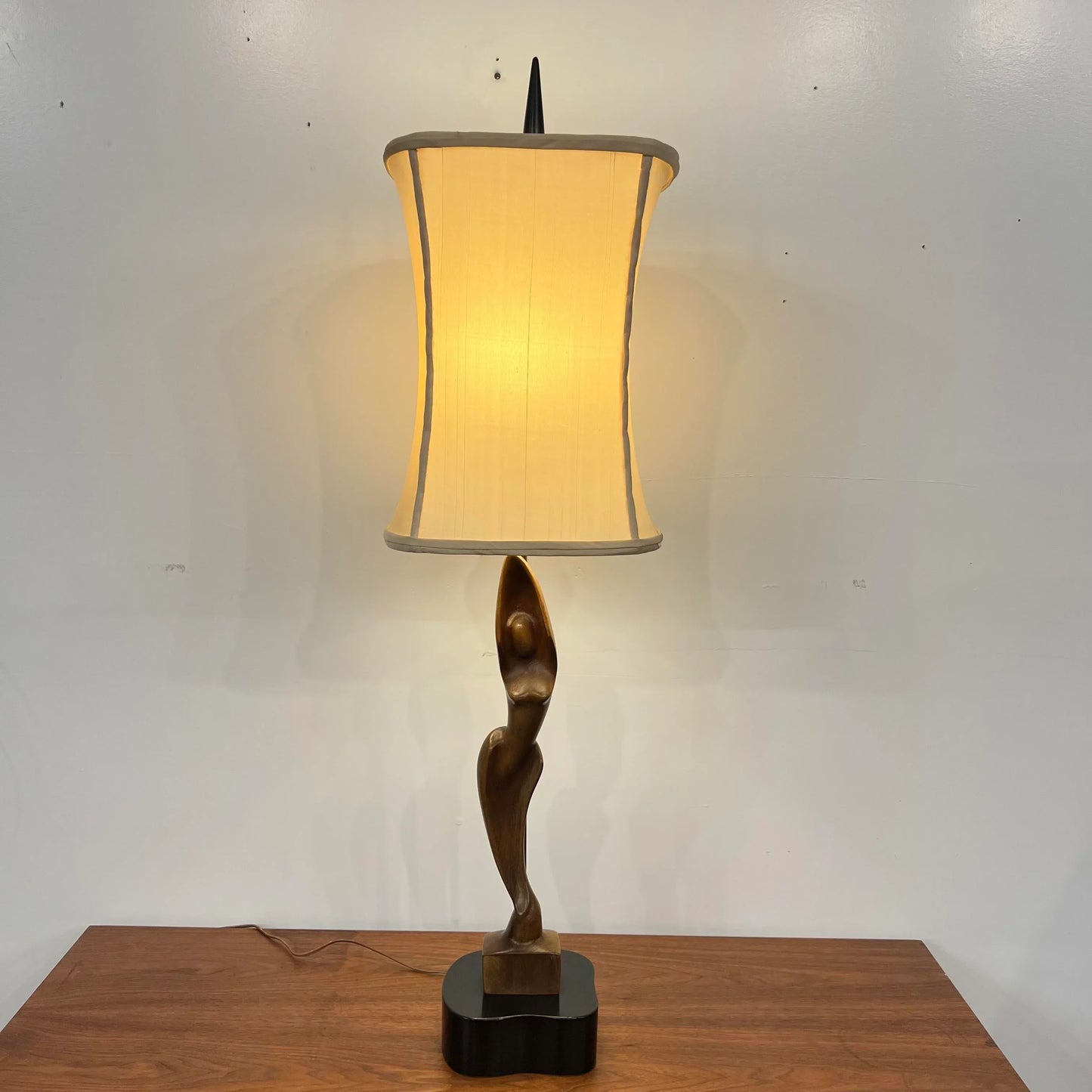 Mid Century Modern Carved Woman Figural Heifetz Table Lamp