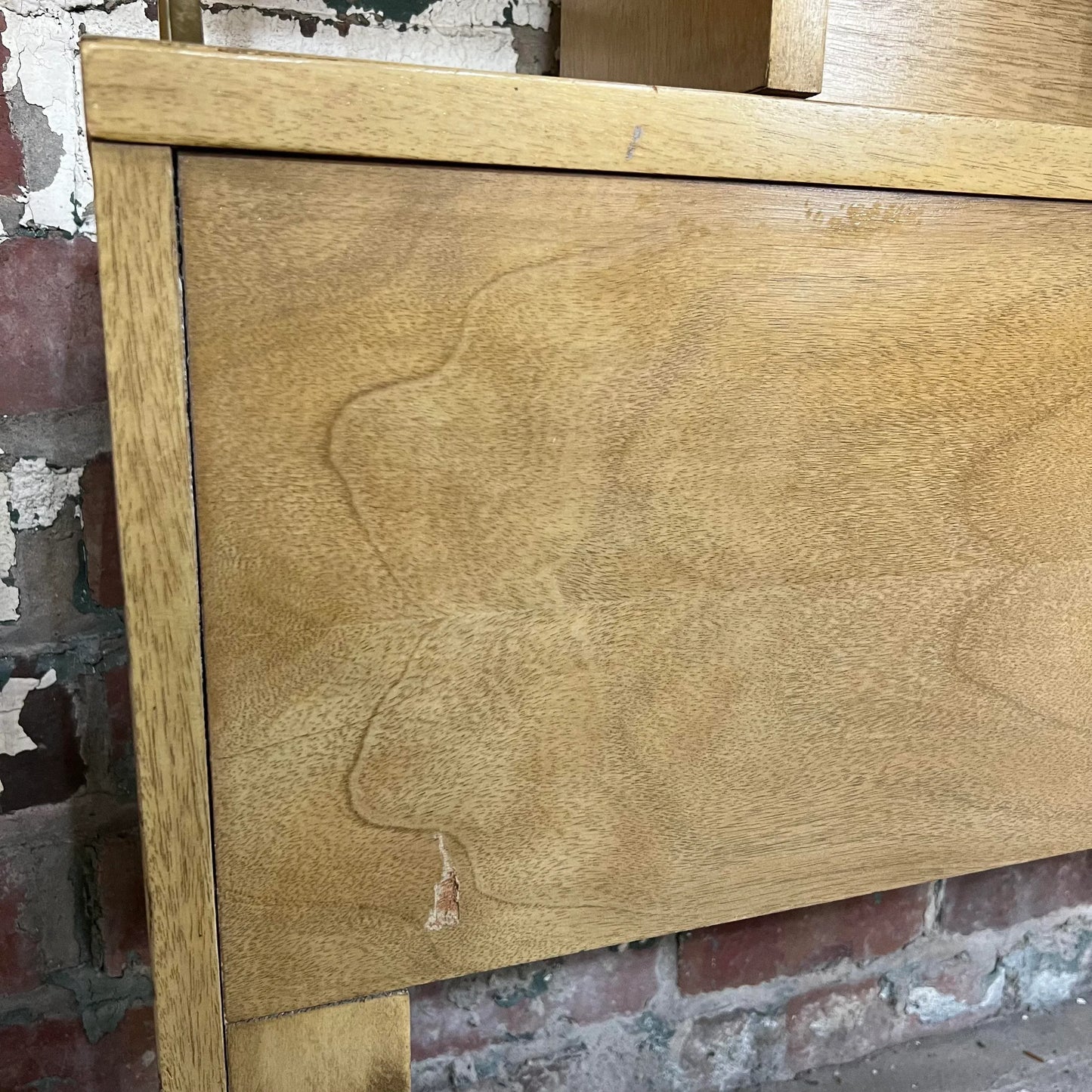 American of Martinsville Headboard With Storage Light Wood Midcentury Brass