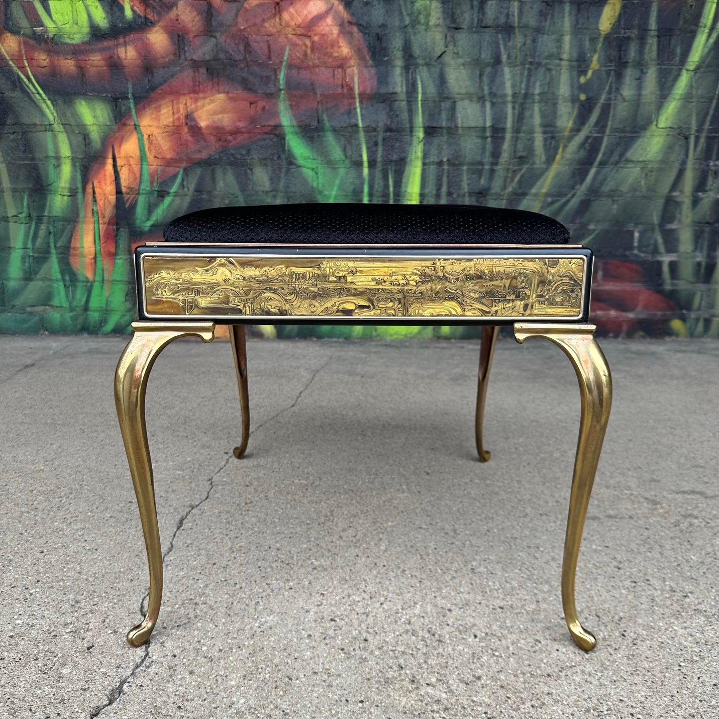 Acid Etched Mastercraft Ottoman by Bernhard Rohne Mid-Century Modern