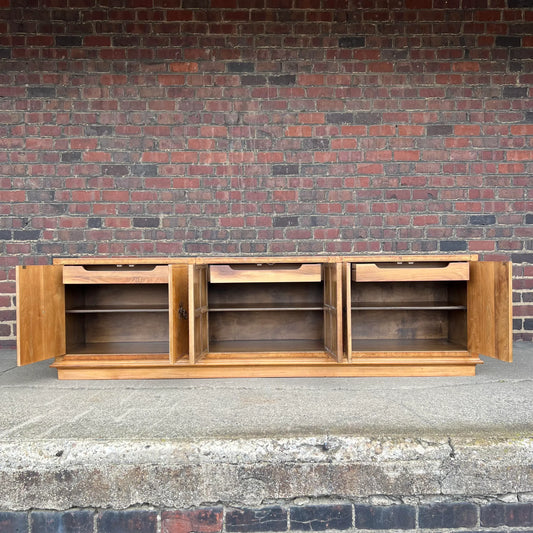 Large Refinished Burlwood Mastercraft Credenza Brass Hardware