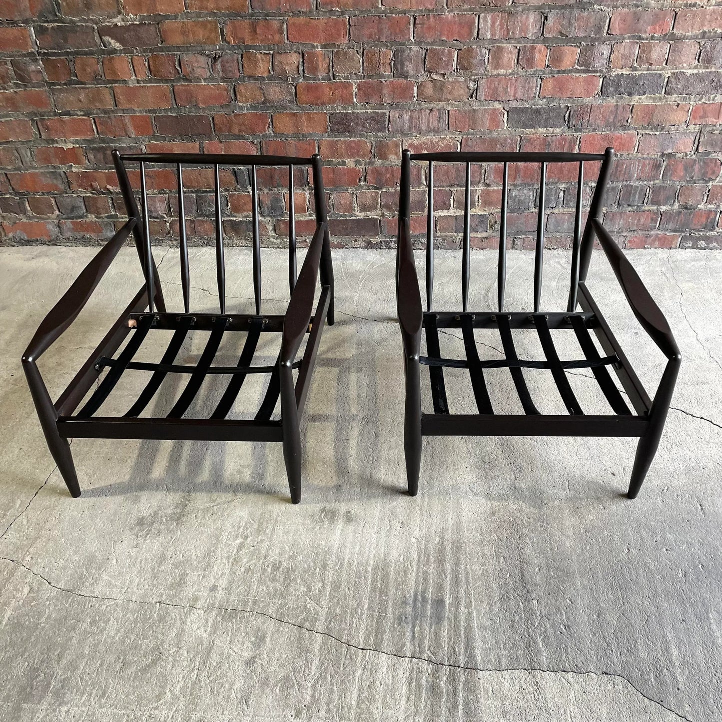 Mid Century Adrian Pearsall for Craft Associates Spindle Back Lounge Chairs, Unmarked - a Pair