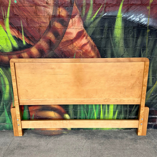 Romweber Mid-Century Mod Bird's-Eye Maple Smoke Glass Queen Headboard