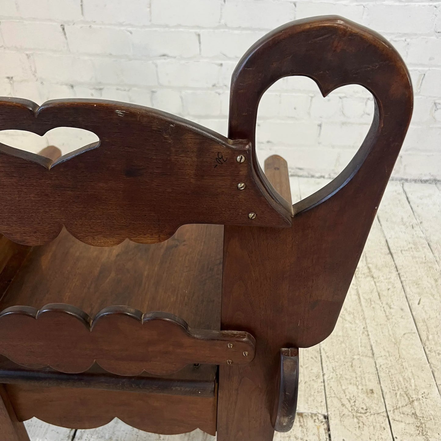 Folk Art Wooden Chair With Great Lines and Shape.