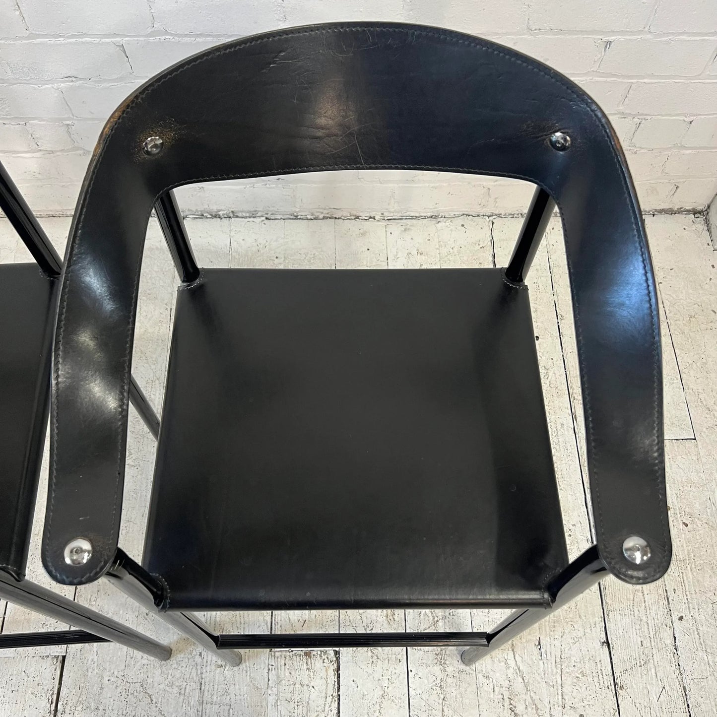 Cy Mann Post-Modern Leather Barstools